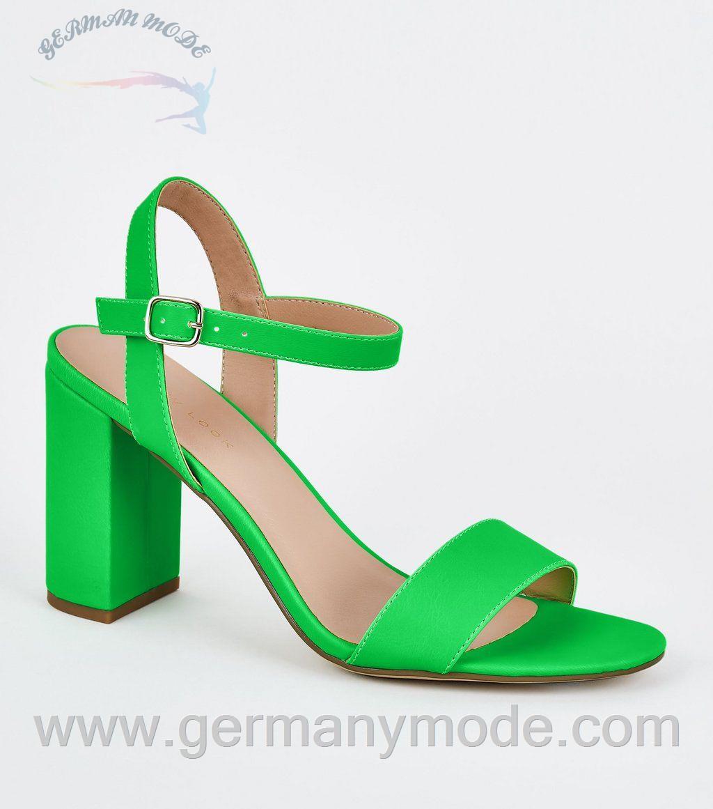کفش مجلسی زنانه نیولوک (انگلستان) Green Patent Two Part Block Heels
