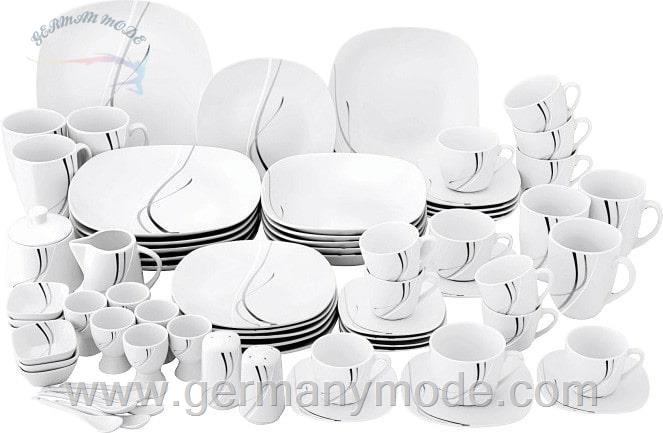 سرویس غذاخوری چینی 62 پارچه ون ول اسکاندیناوی Van Well Silver Night Kombiservice 62 tlg
