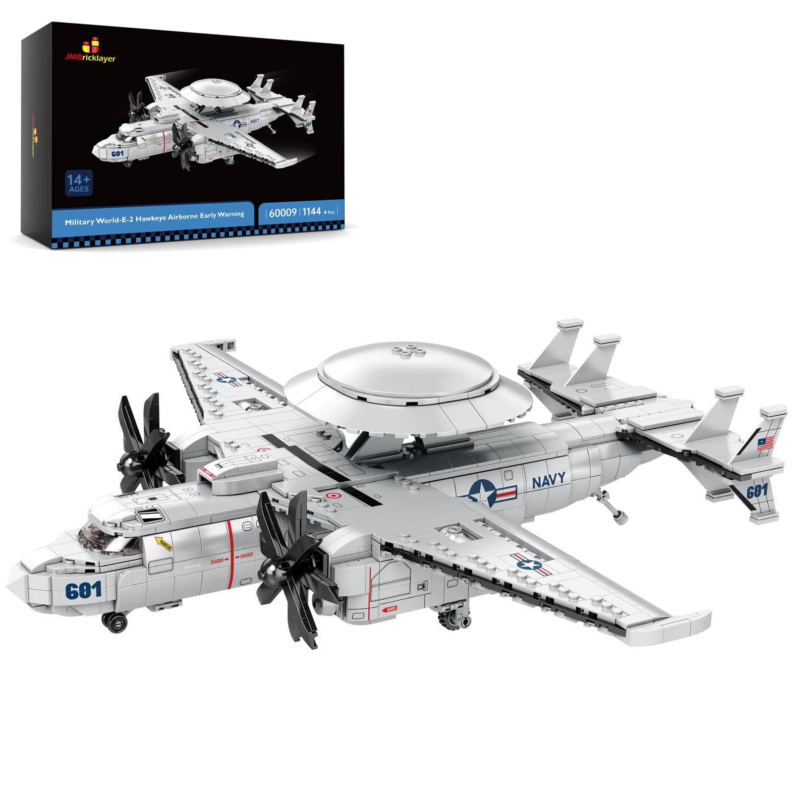 خرید از آمازون - مجموعه بلوک ساختمانی هواپیما JMBricklayer 60009 Military E-2 Hawkeye Airborne E-Hakeye Airborne Earborne Building History Toy یا هدیه نمایش خانگی برای کودکان و بزرگسالان