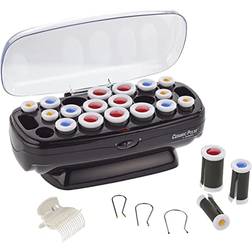 بیگودی بابیلیس فرانسه غلتک های گرمایش سرامیکی Babyliss Pro BAB3021E با روکش مخملی، بسته 20 عددی نقره ای، 12 عددی Rulos Profesionales 1 عددی (بسته 1 عددی)