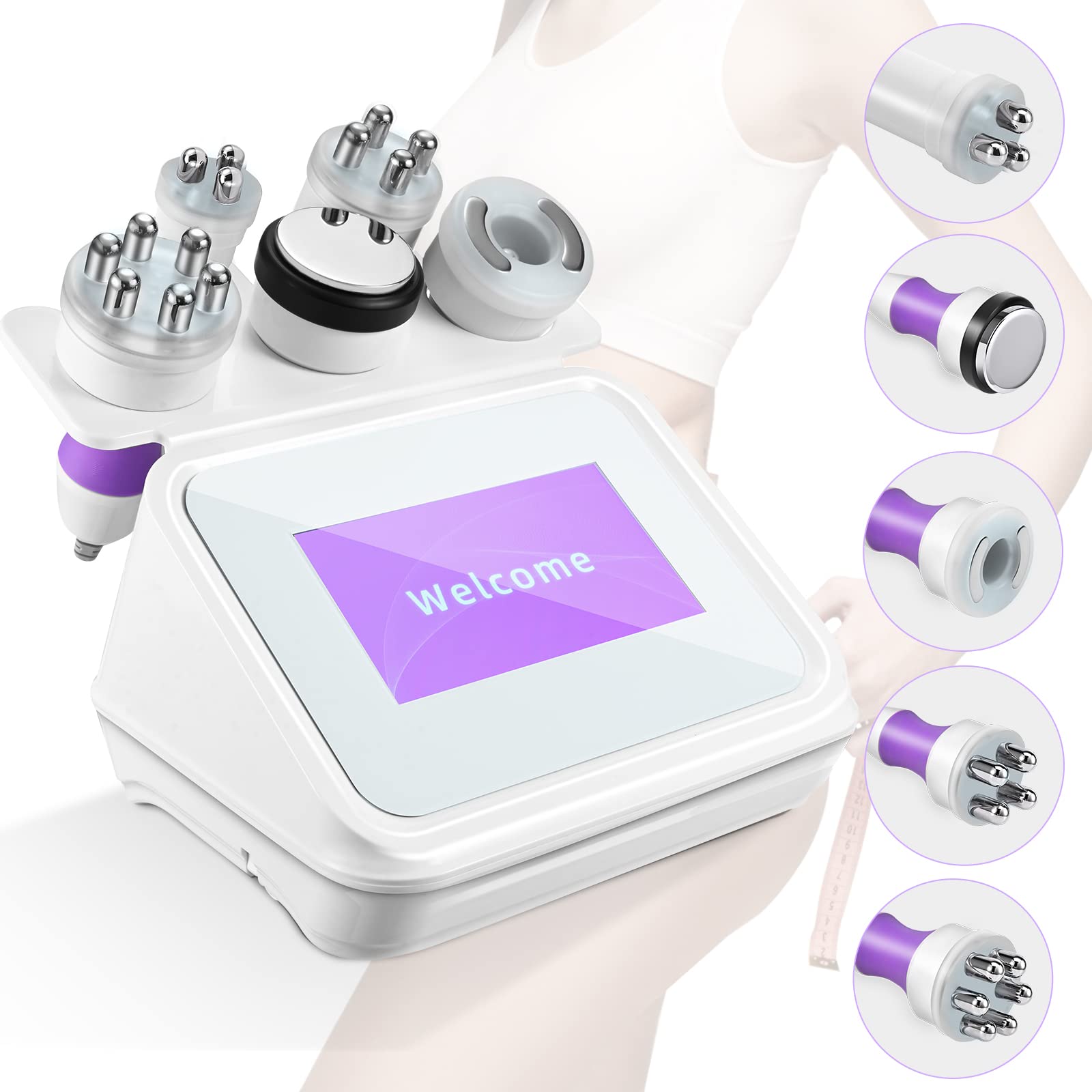 خرید از آمازون - RINRI 5 in 1 Cavitation Machine 40K، مراقبت از بدن چند منظوره، دستگاه زیبایی بدن، دستگاه شکل دهی بدن برای شکل دادن، بلند کردن و سفت کردن پوست بدن و صورت