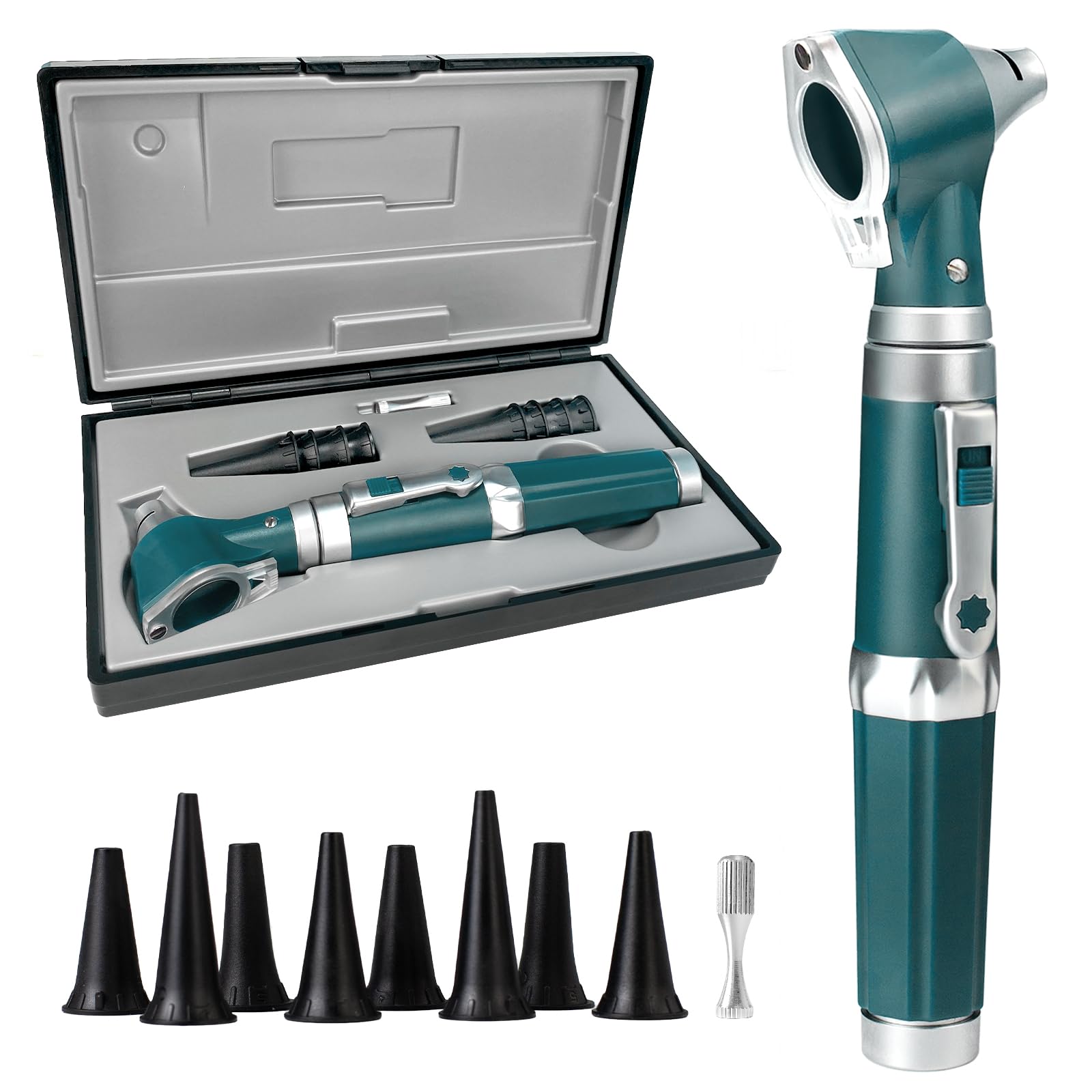 خرید از آمازون - Scian Otoscope - Ear Scope با نور، بزرگنمایی 3 برابر، اندازه 4 اسپکولوم، ابزار تشخیصی با قاب پلاستیکی سخت، مجموعه اتوسکوپ Piccolight برای پرستاران، کودکان، بزرگسالان (سبز)