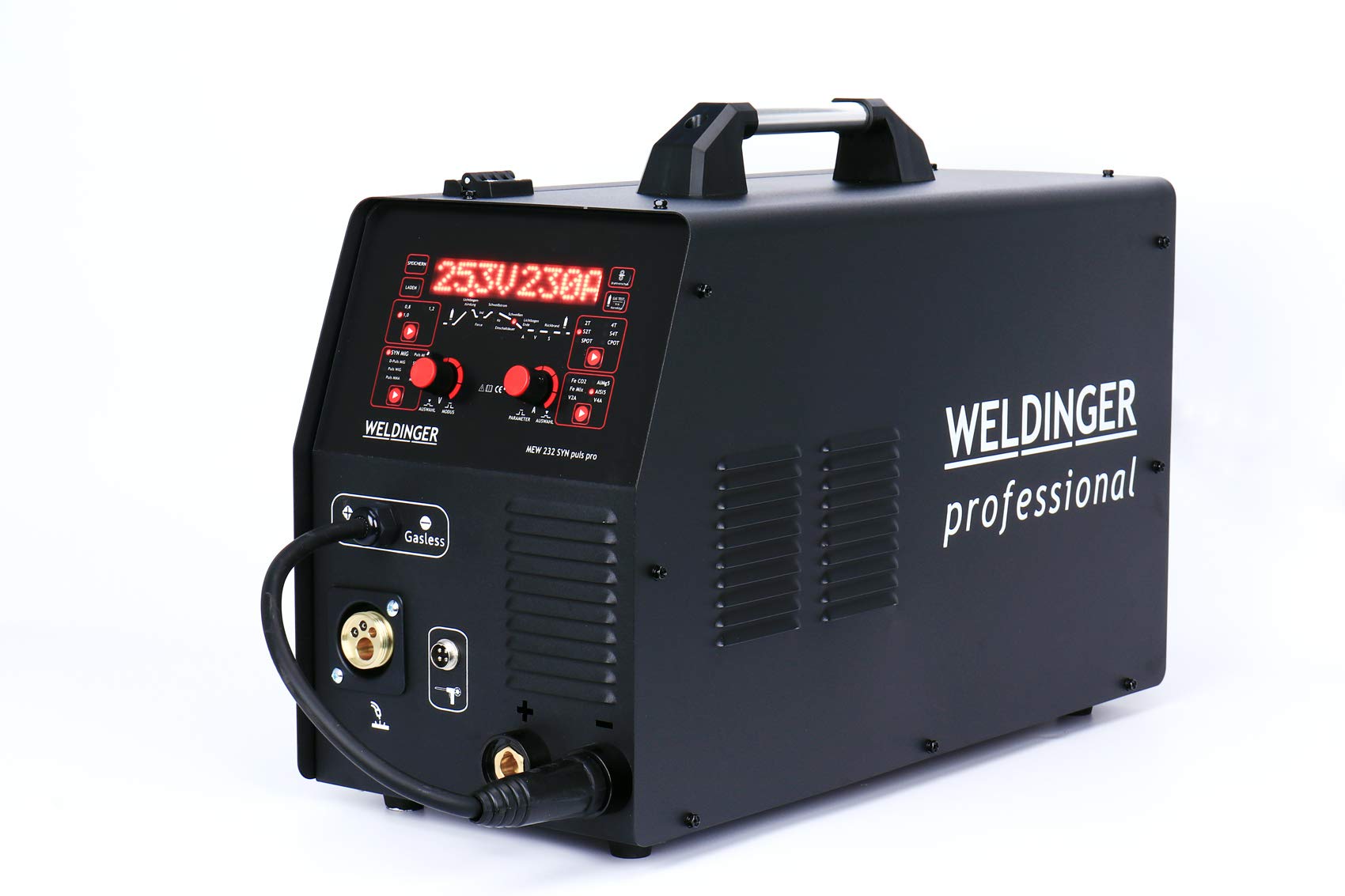 خرید از آمازون - اینورتر جوشکاری WELDINGER MEW 232 SYN پالس در هر پالس دو پالس درایو 4 غلتکی (MIG/MAG, TIG, MMA) 5 سال گارانتی 230 A (دو پالس 380 ولت)