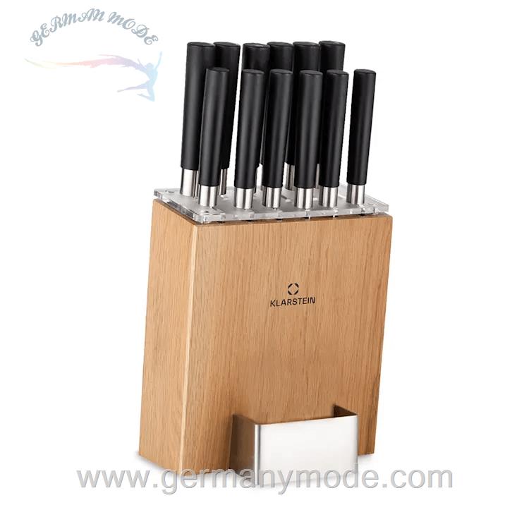 ست چاقو آشپزخانه 13 پارچه کلارشتاین آلمان Klarstein Kitano XL 13tlg. Messer-Set mit Block Messerblock Eiche