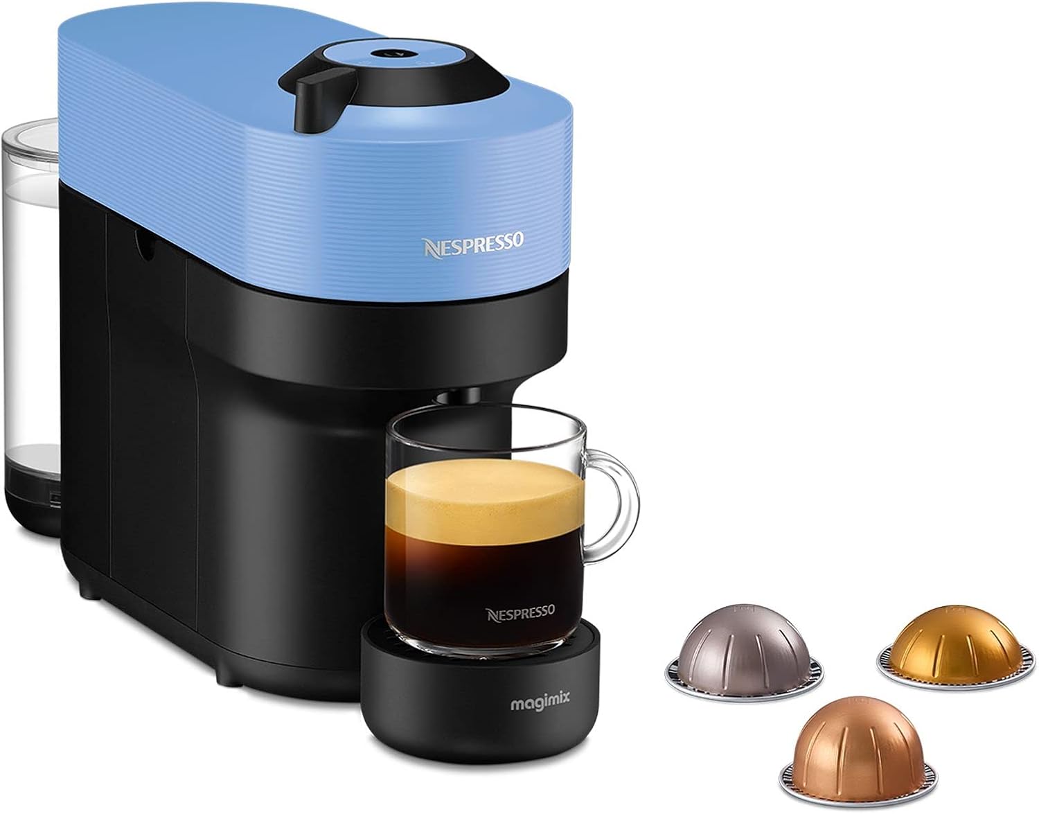 نسپرسو ساز دلونگی ایتالیا Nespresso DeLonghi ENV90.A Vertuo Pop، دستگاه کپسول قهوه، آماده سازی 4 فنجان، فناوری سانتریفیوژن، بسته خوشامدگویی شامل، 1260 وات، دستگاه کپسول قهوه