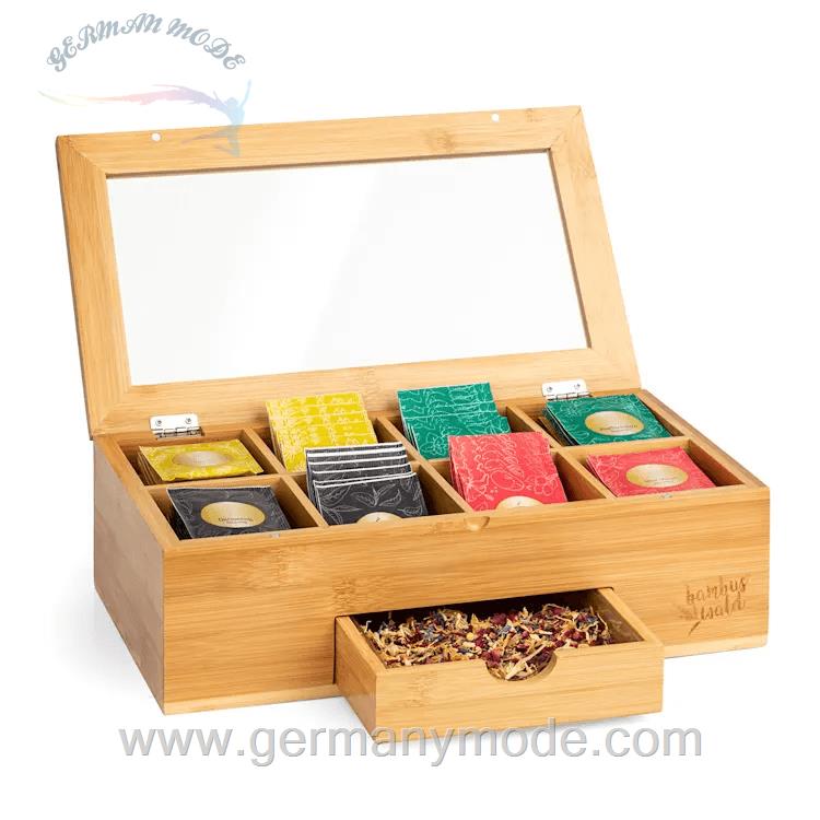 جعبه تی بگ پذیرایی کلارشتاین آلمان Klarstein Teebox mit extra Fach Bambus