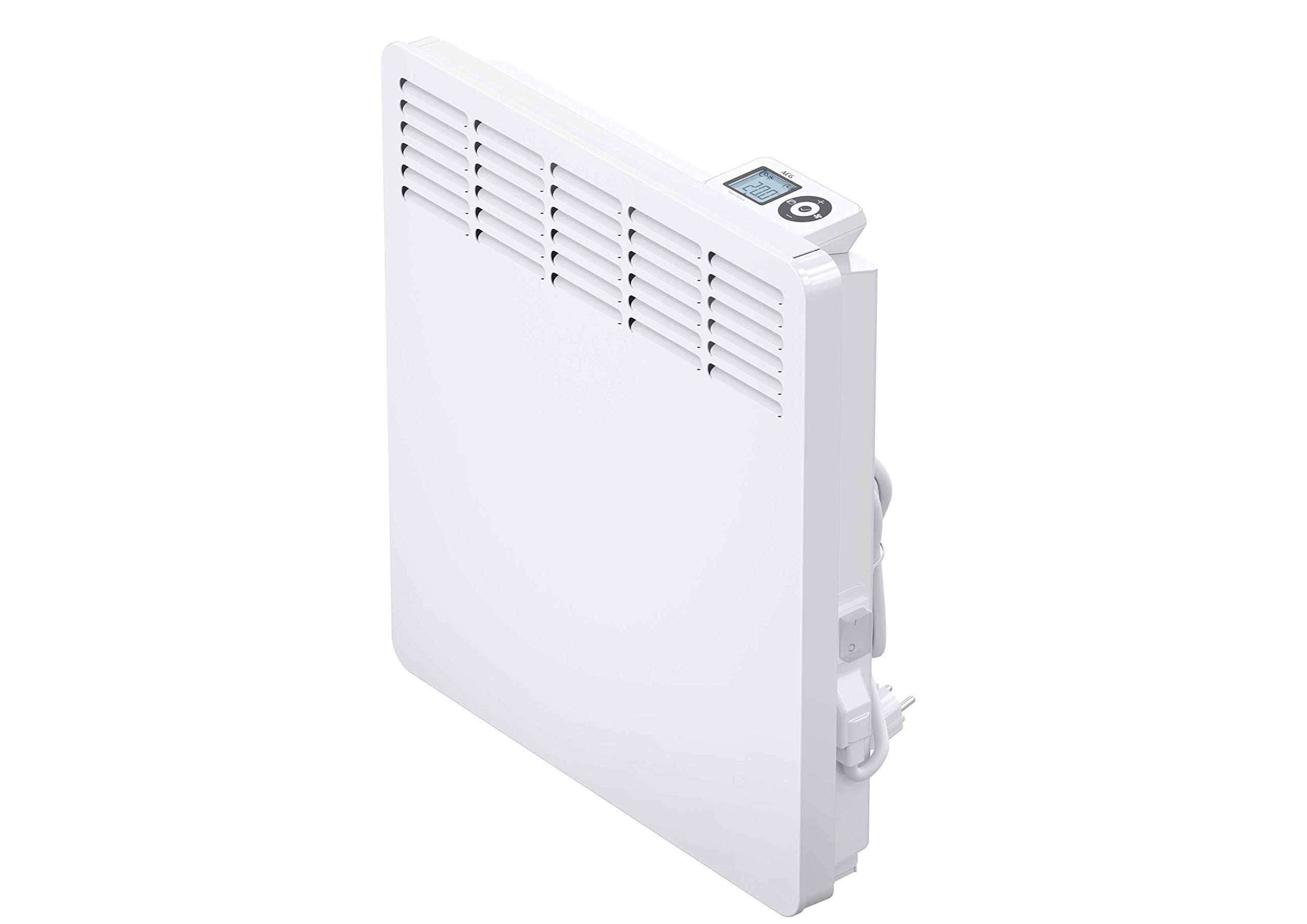 کنوکتور دیواری AEG Haustechnik مدل WKL 1005 برای تقریباً 10 متر مربع، گرمایش 1000 وات، 5-30 درجه سانتیگراد، دیواری، نمایشگر LC، تایمر هفتگی، فلزی، Ecodesign 2018، 236533 سفید برای تقریباً 10 متر مربع، محفظه فلزی بدون تایمر 120 دقیقه‌ای
