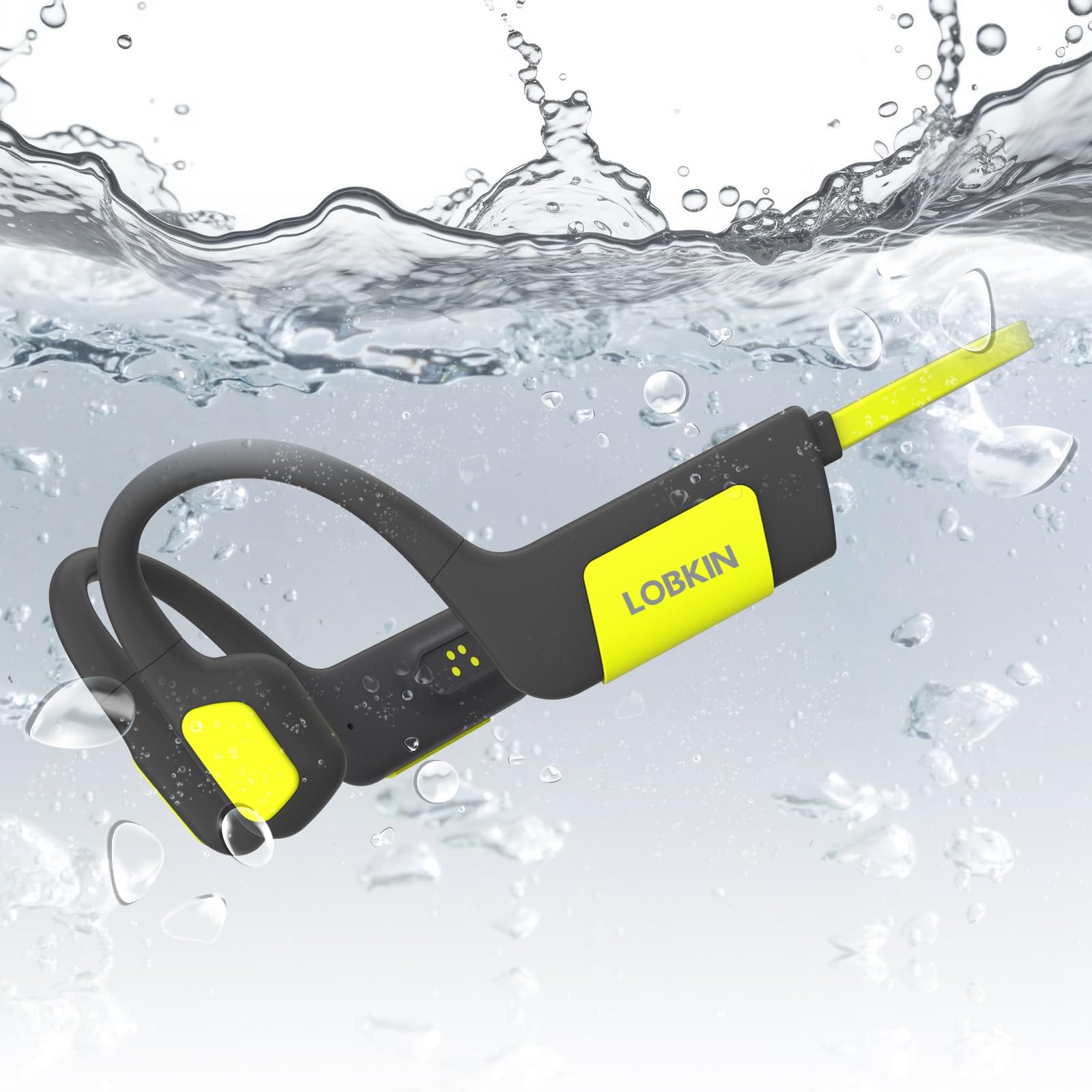 خرید از آمازون - هدفون LOBKIN Bone Conduction بلوتوث 5.3 - هدفون IP68 ضد آب برای شنا، هدفون بی سیم گوش باز ورزشی با پخش کننده MP3 32G برای دوچرخه سواران شنا در حال دویدن، 6 ساعت زمان بازی Chartreuse