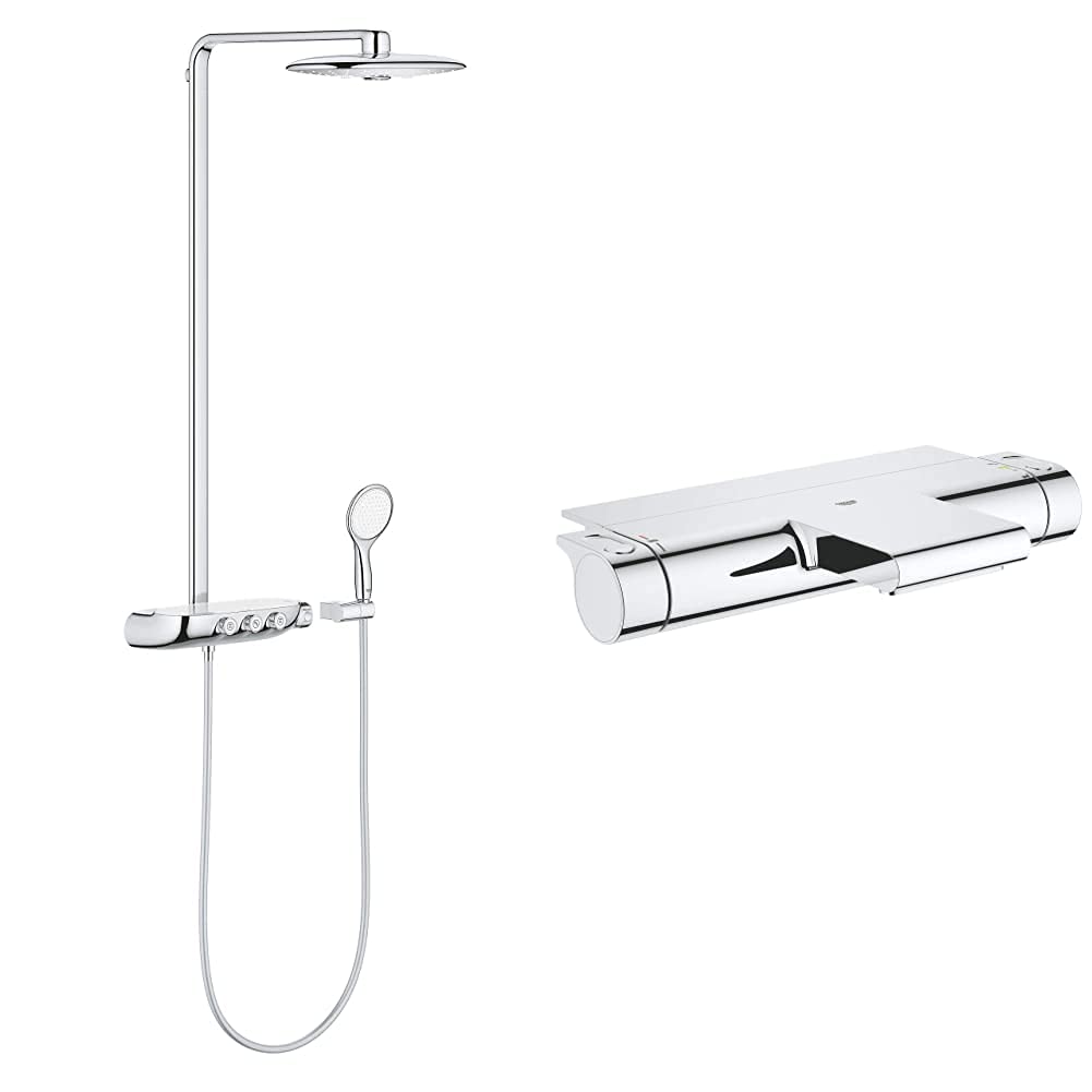 خرید از آمازون - GROHE Rainshower SmartControl 360 Duo |Brause- & Duschsystem - Duschsystem mit Thermostatbatterie, chrom & Grohtherm 2000 | Thermostat-Wannenbatterie, chrom Chrom Duschsystem Duo Bundle mit Thermostat-Wannenbatterie
