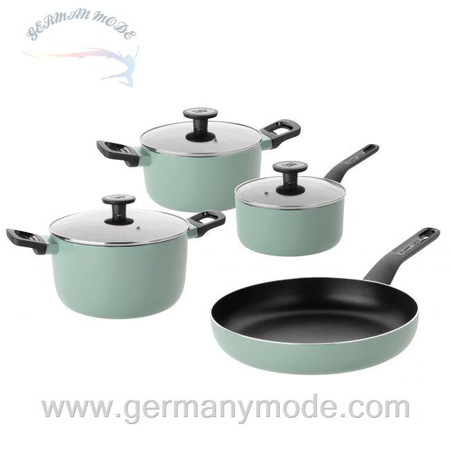 سرویس قابلمه ماهیتابه 7 پارچه برگهف بلژیک Berghoff Kochgeschirr-Set 7-tlg. Sage - Leo