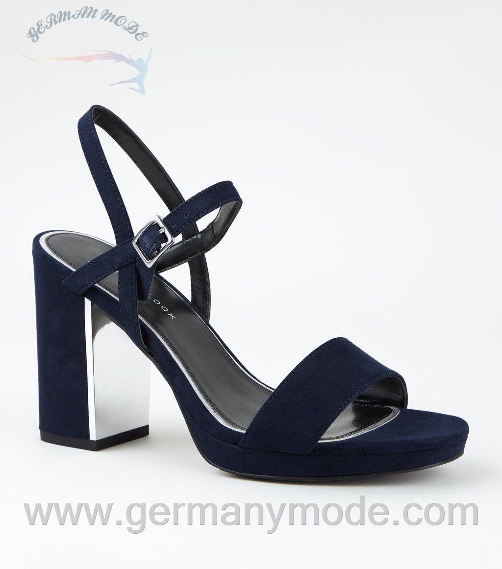 کفش مجلسی زنانه نیولوک (انگلستان) Wide Fit Navy Metal Heel Platform Sandals