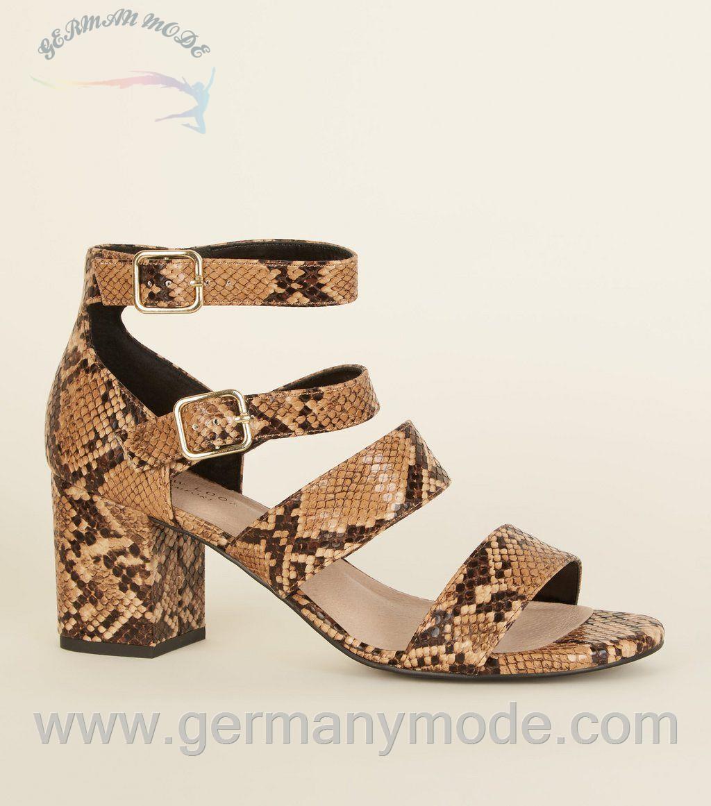 کفش مجلسی زنانه نیولوک (انگلستان) Brown Comfort Flex Faux Snakeskin Strappy Heels