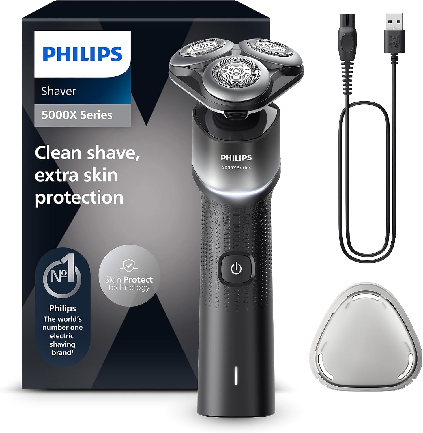 ریش تراش فیلیپس (مدل X5004/00) Philips Shaver Series 5000X - ریش تراش برای اصلاح مرطوب و خشک، تکنولوژی Skin Protect، سر اصلاح 360 درجه انعطاف پذیر، شارژ در 1 ساعت/5 دقیقه شارژ سریع