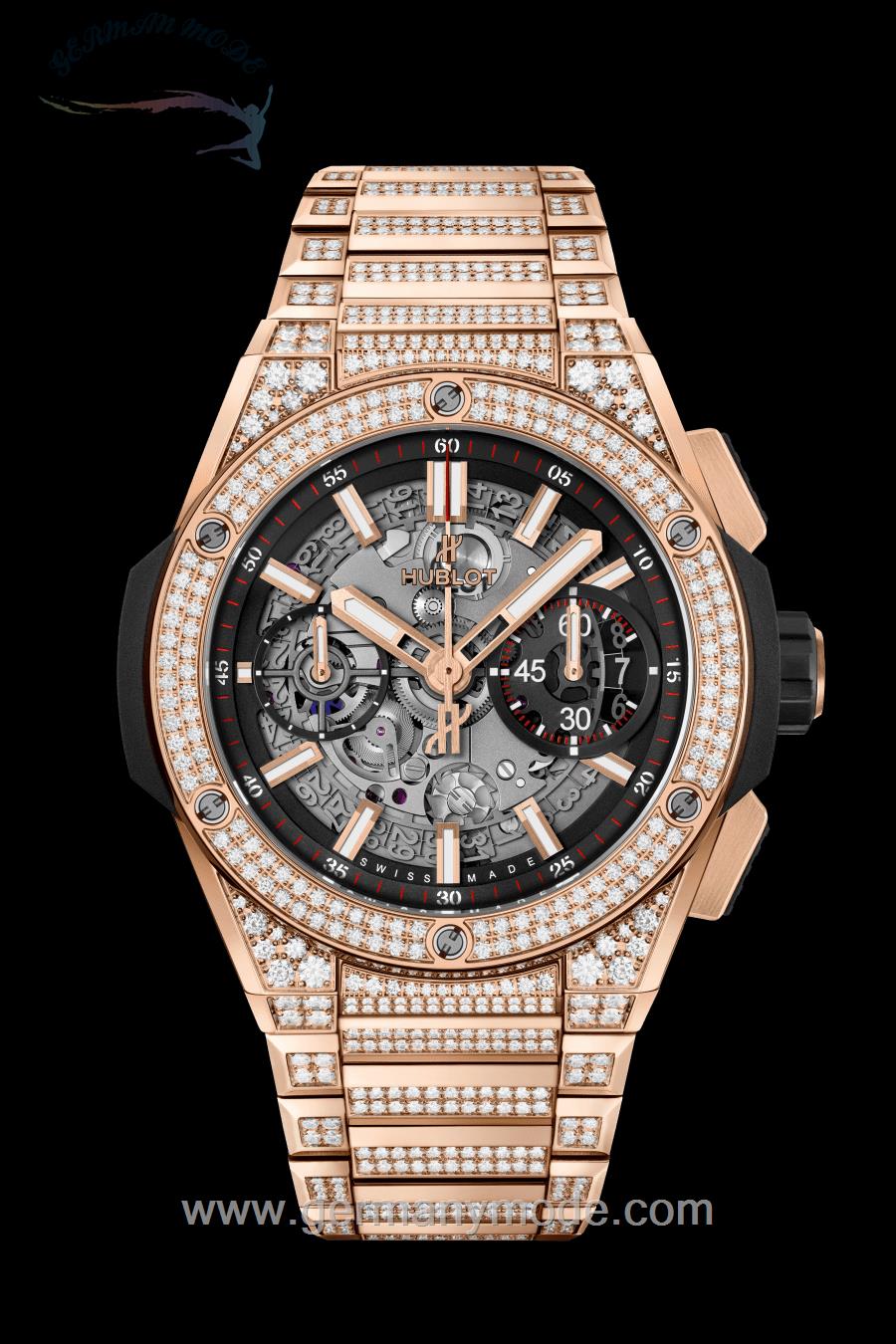 ساعت مچی مردانه هابلوت سوئیس HUBLOT INTEGRALKING GOLDPAVÉ 42MM