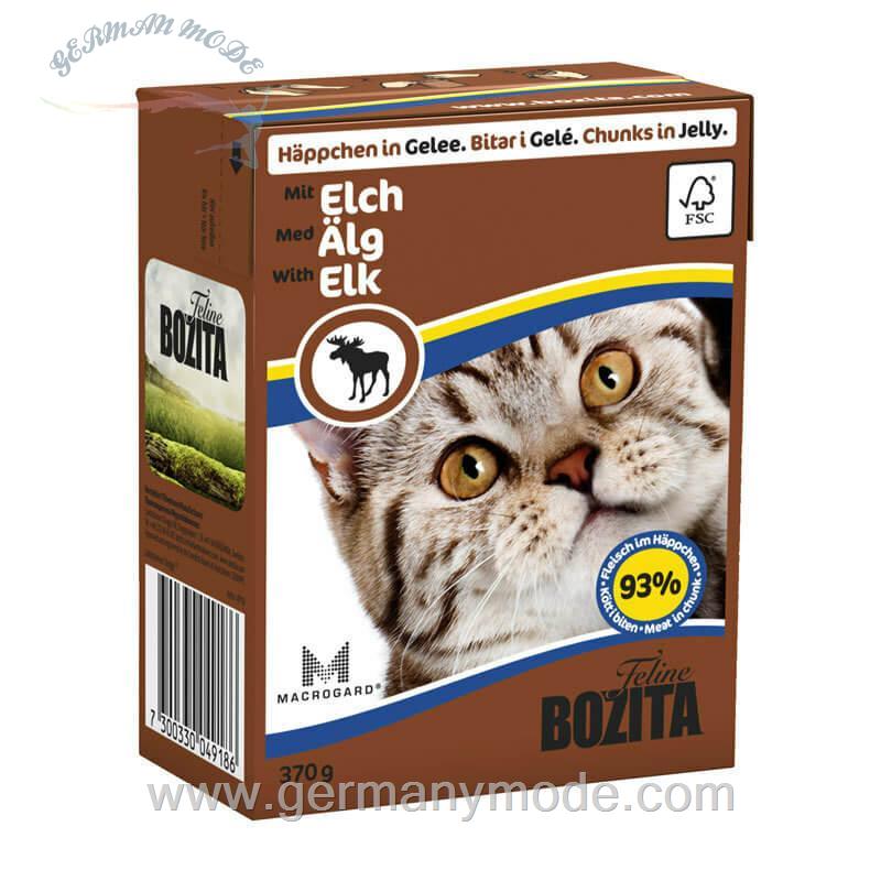 غذا مرطوب گربه با طعم گوزن شمالی بوزیتا آلمان Bozita Häppchen in Gelee 16x370g Elch