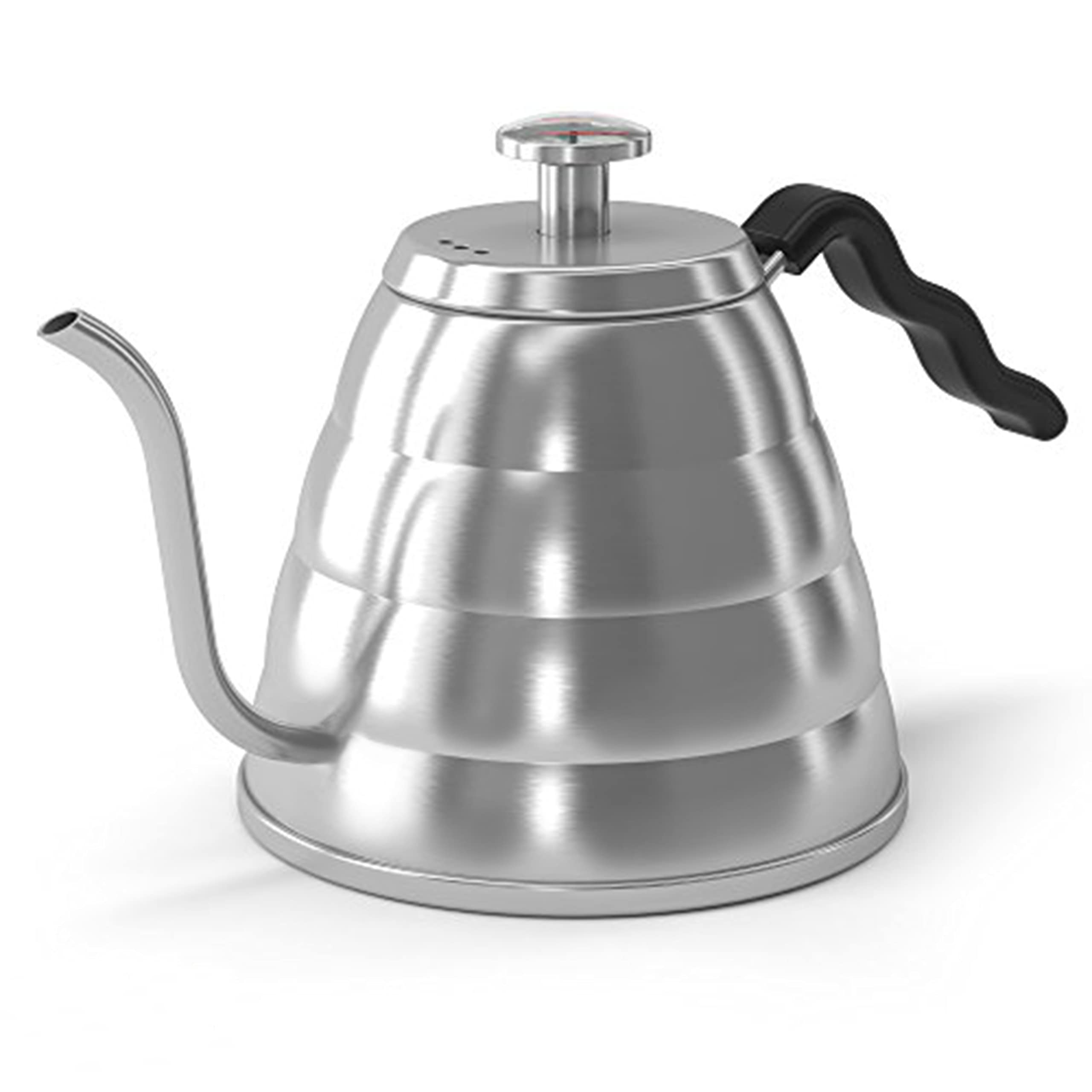 کتری برقی قهوه گردن غازی Coffee Gator Gooseneck با دماسنج، 1200 میلی لیتر استیل ضد زنگ، اجاق گاز، کتری با کیفیت بالا برای چای و قهوه با دهانه دقیق، 5 فنجان