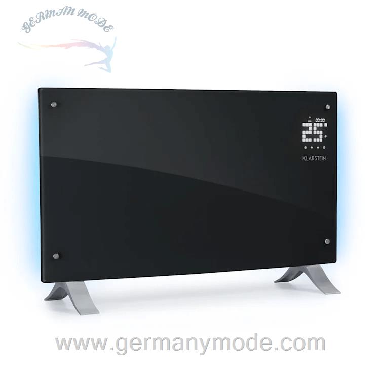 بخاری برقی همرفتی منحنی کلارشتاین آلمان Klarstein Bornholm Curved Ambient Konvektionsheizgerät Schwarz 2000 watt Freistehend, Wandmontage