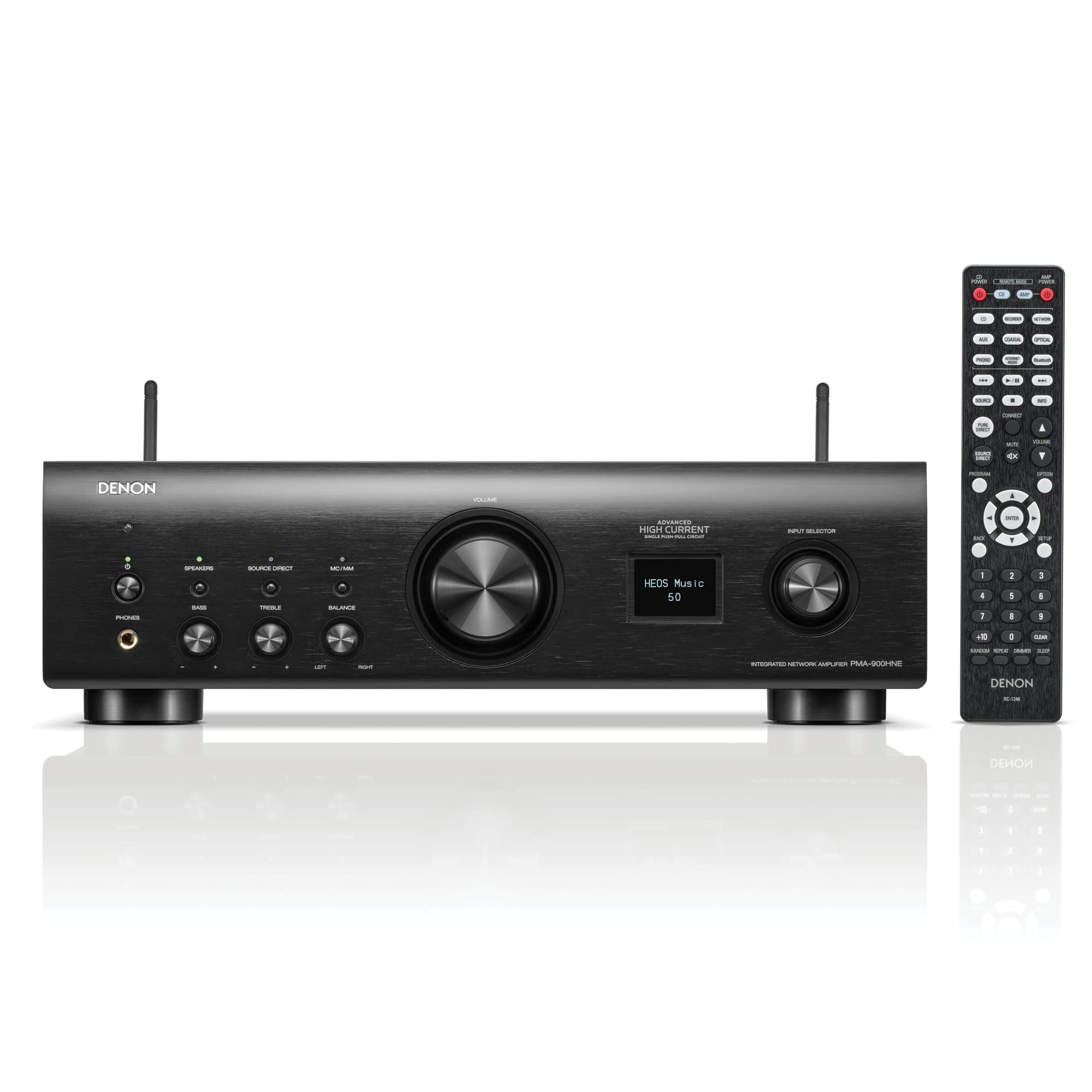 آمپلی فایر HiFi یکپارچه Denon PMA-900HNE، پخش شبکه با اکولایزر فونو، حالت آنالوگ، وای فای، ایرپلی ۲، بلوتوث، HEOS، تست شده روی Roon - مشکی