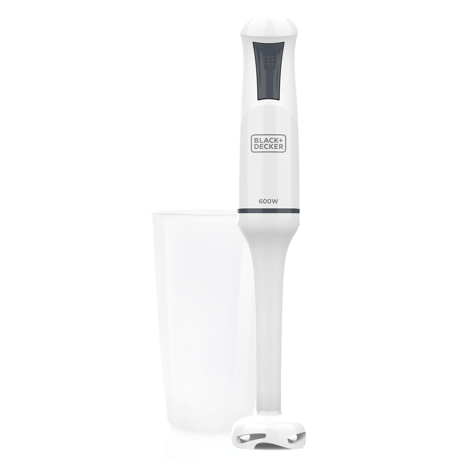 گوشت کوب برقی بلک اند دکر آمریکا BXHB500E 600W | طراحی فشرده و ارگونومیک | میله پلاستیکی متحرک | اسپلش گارد | از جمله پیمانه اندازه گیری | پلاستیک | سفید