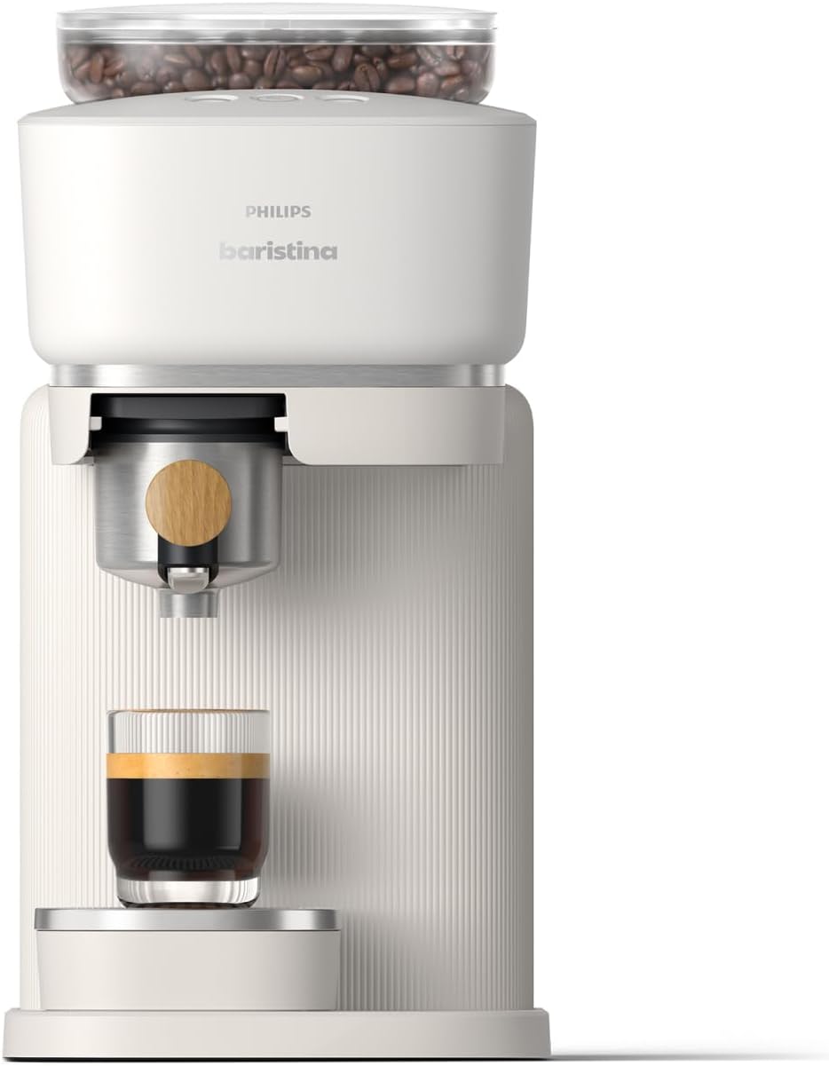 اسپرسو ساز فیلیپس باریستینا Philips BAR302/20- اسپرسوی واقعی،سفید طبیعی با پورتافیلتر چوب زبان گنجشک، فشار پمپ ۱۶ بار، آسیاب اتوماتیک