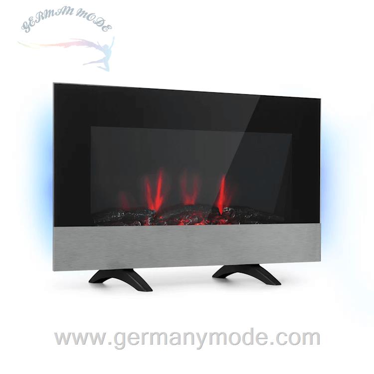 شومینه برقی توکار و پایه دار کلارشتاین آلمان Klarstein Basel Baseline Elektrokamin 2000 Watt 2 Heizstufen 7 Farben Glas