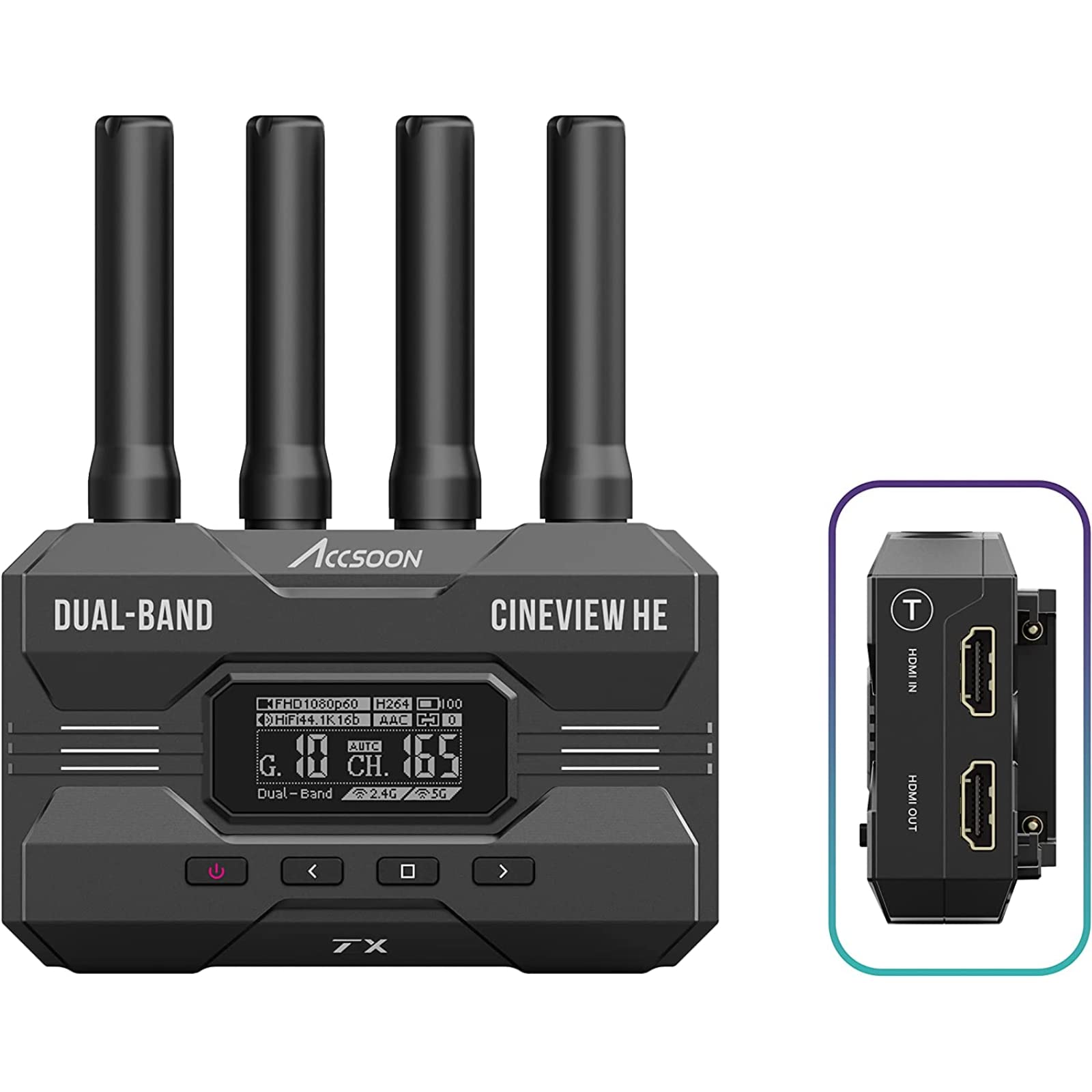 خرید از آمازون - Accsoon CineView HE-TX Wireless Transmitter HDMI Dual-Band 2.4GHz 5GHz 1200ft/350m 0.06s HD Camera Control IOS Android for Tik-Tok YouTube Live Streaming.(فقط فرستنده CineView HE)فقط فرستنده CineView HE