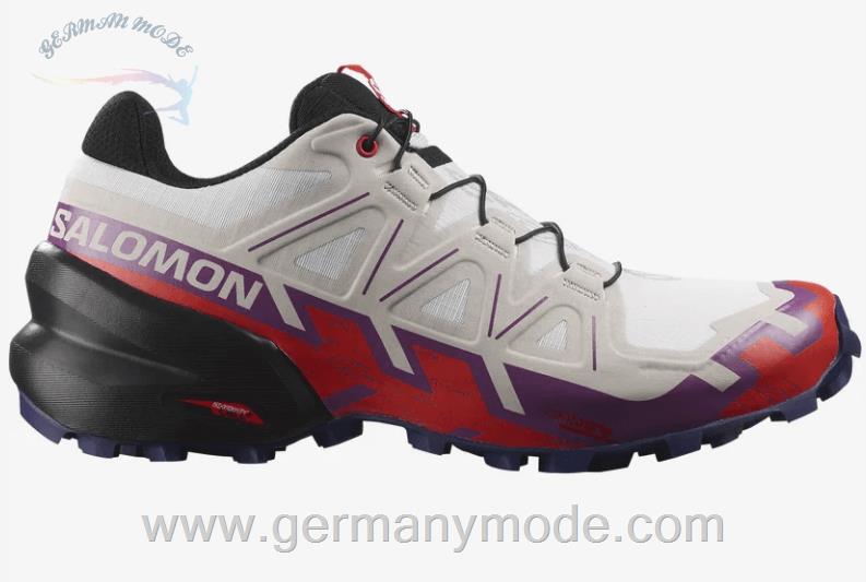 کتانی تریل رانینگ دو کوهستان زنانه سالامون فرانسه SALOMON SPEEDCROSS 6 Trailrunning Schuhe Damen White Sparkling Grape Fiery Red