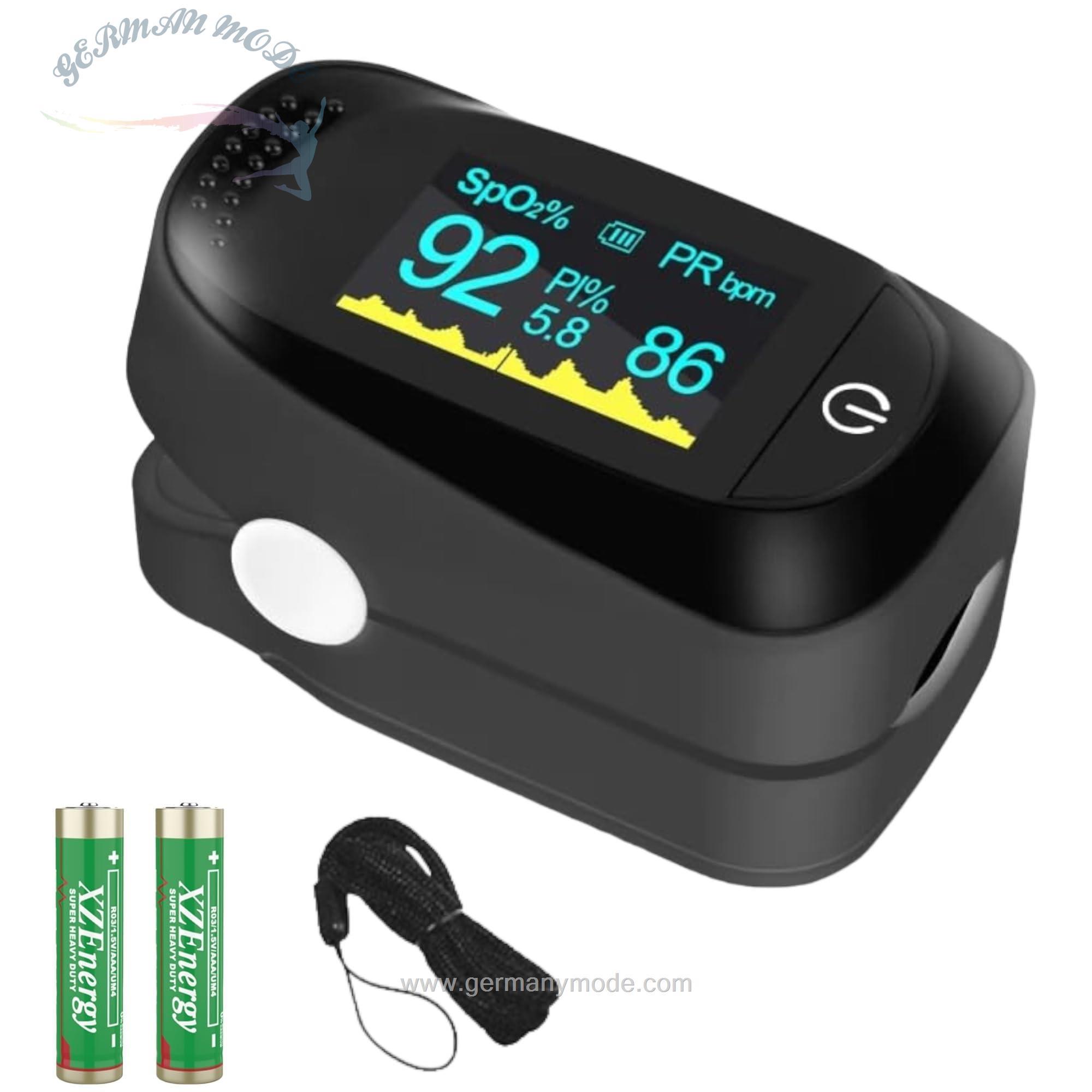 پالس اکسیمتر سرانگشتی TECH14 مانیتور اشباع اکسیژن خون، مانیتور ضربان قلب و سطوح SpO2 با صفحه نمایش OLED【تأیید CE, ISO13485, FDA】 (مشکی)
