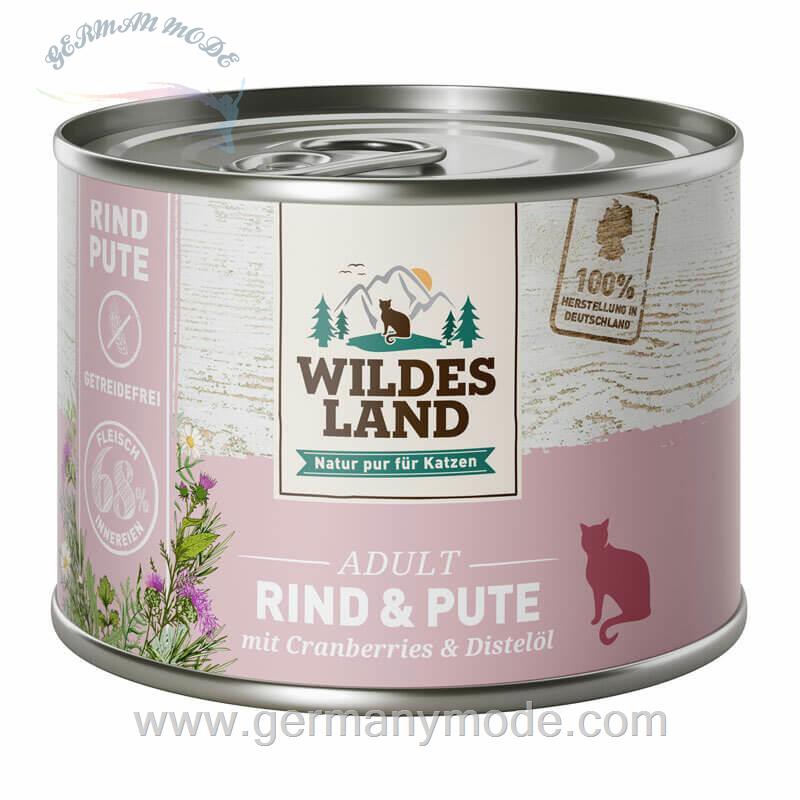 غذا مرطوب گربه وایلد آلمان WILDES LAND Adult 6x200g Rind - Pute