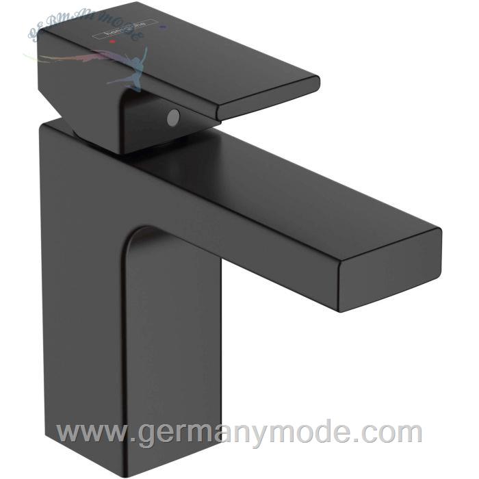 شیر مخلوط روشویی پایه کوتاه هانس گروهه آلمان Hansgrohe Vernis Shape 100 mit Zugstangen Ablaufgarnitur 71561 schwarz matt 71561670
