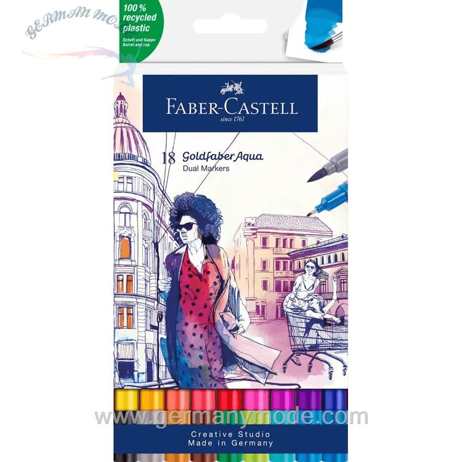 ماژیک حرفه ای 18 رنگ فابرکاستل آلمان FABER CASTELL Goldfaber Aqua Dual Marker 18er Etui