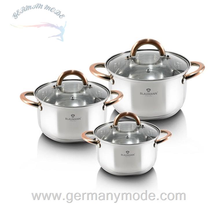 سرویس قابلمه درب دار 6 پارچه برلینگر هاوس مجارستان BerlingerHaus 6-PIECE COOKWARE SET BLAUMANN BL/3247 GOURMET LINE