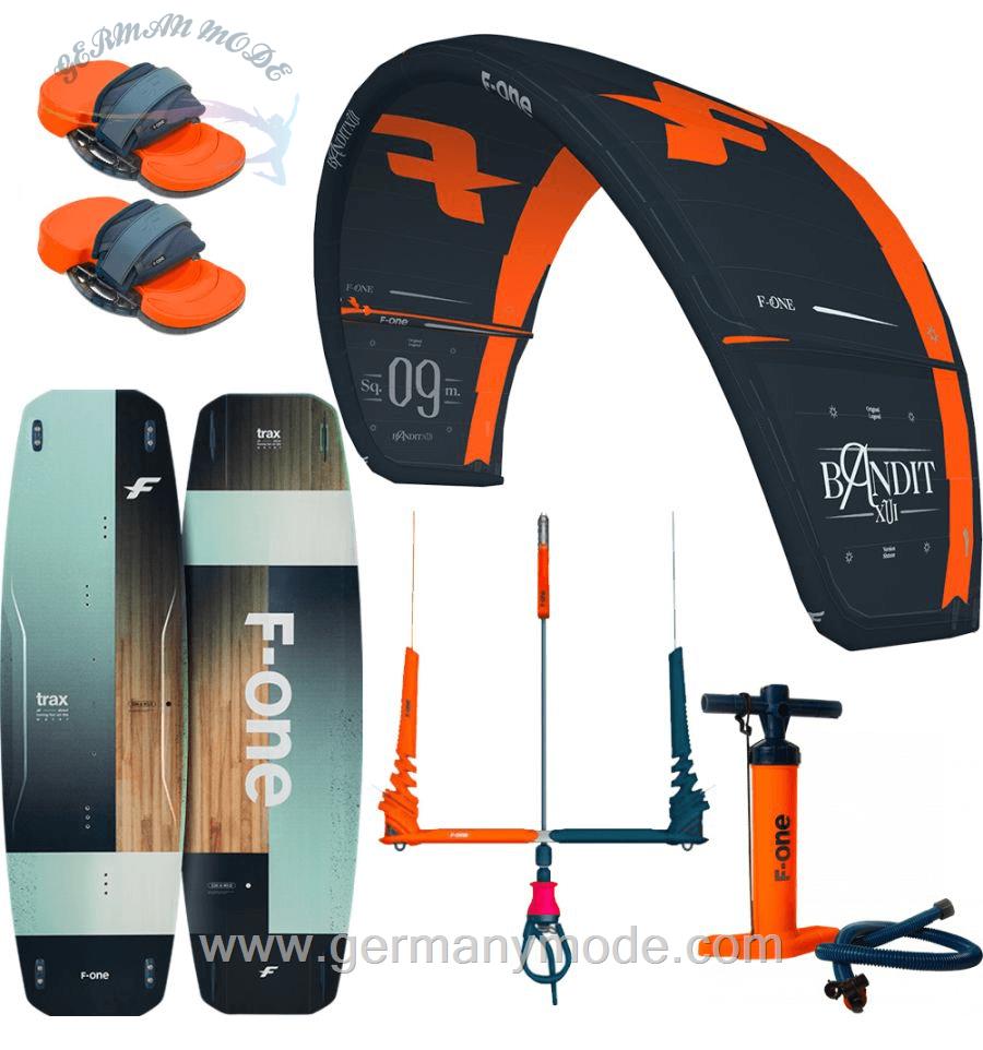 ست کایت 12 متر برد کایت کنترل بار دستگیره پمپ باد اف وان F-ONE BANDIT 12M + F-ONE TRAX 2023 KITESURF COMPLETE PACKAGE Onyx/Flame