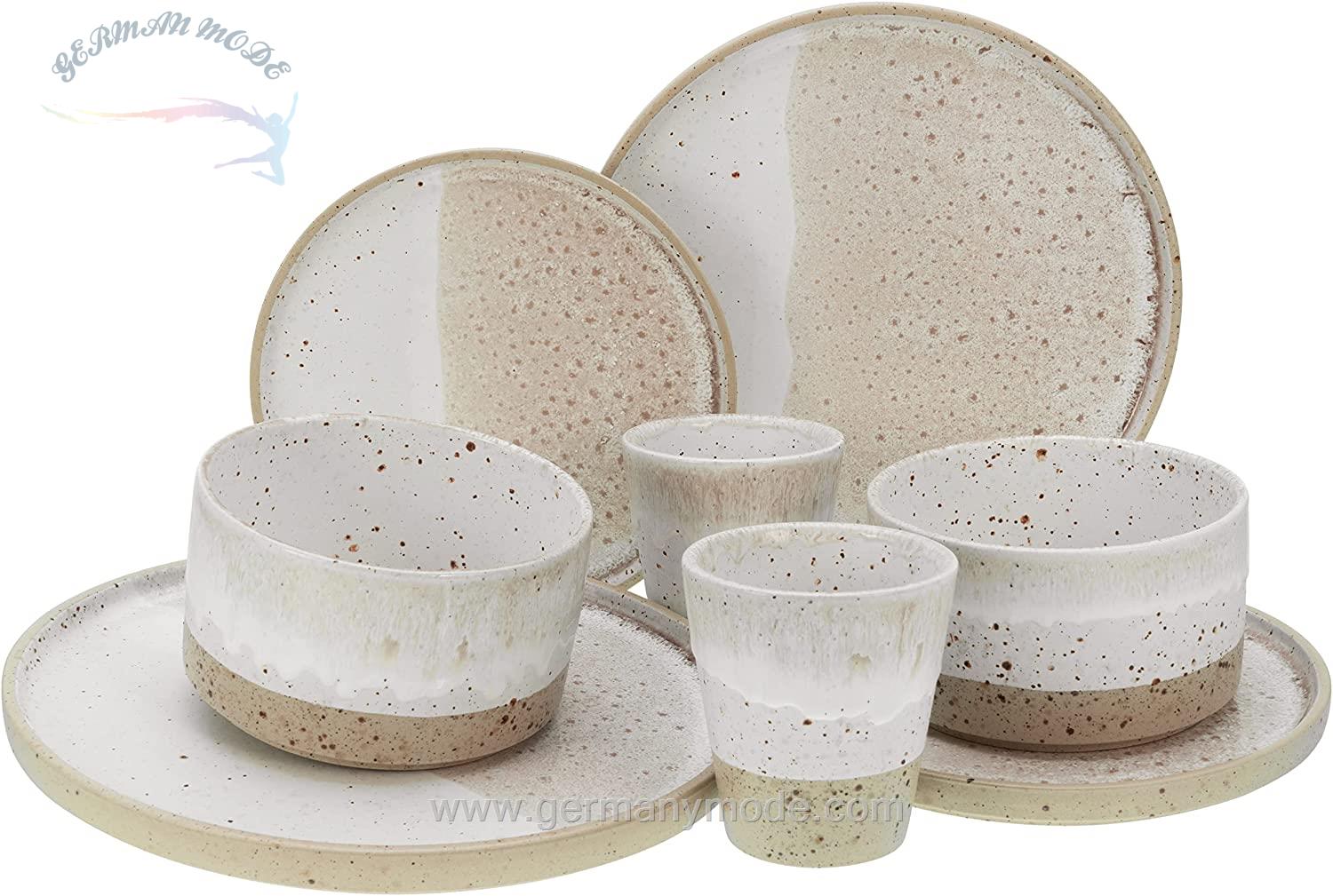 سرویس غذاخوری سفالی 8 پارچه 2 نفره کراتیبل CreaTable Kombiservice Cosmos White Pepper (8-tlg.)
