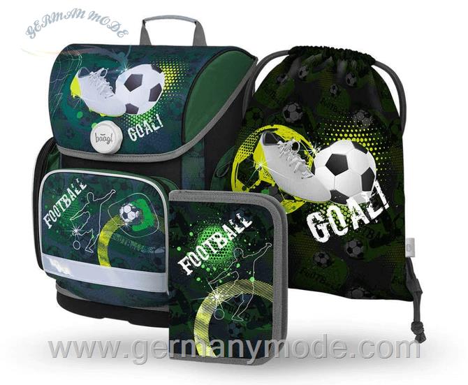 ست 3 تایی کوله پشتی مدرسه کوله ورزشی جامدادی پسرانه بگل Baagl Ergo Fußball Schulranzen Set 3tlg Schulranzen Federmäppchen Turnbeutel