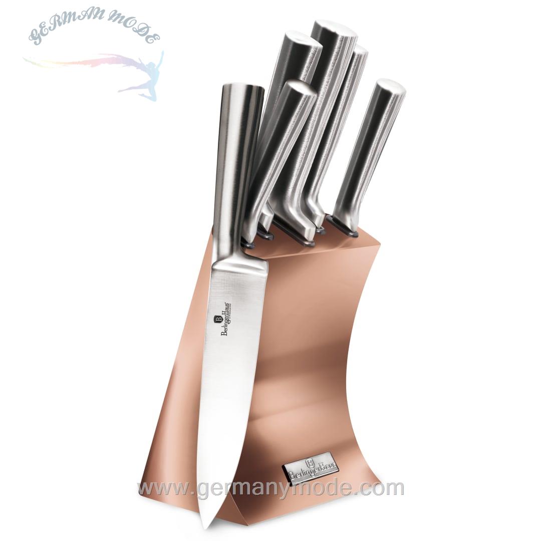 ست چاقو آشپزخانه 6 پارچه برلینگر هاوس مجارستان BERLINGER HAUS KNIFE SET WITH STAND BH-2451 ROSE GOLD COLLECTION