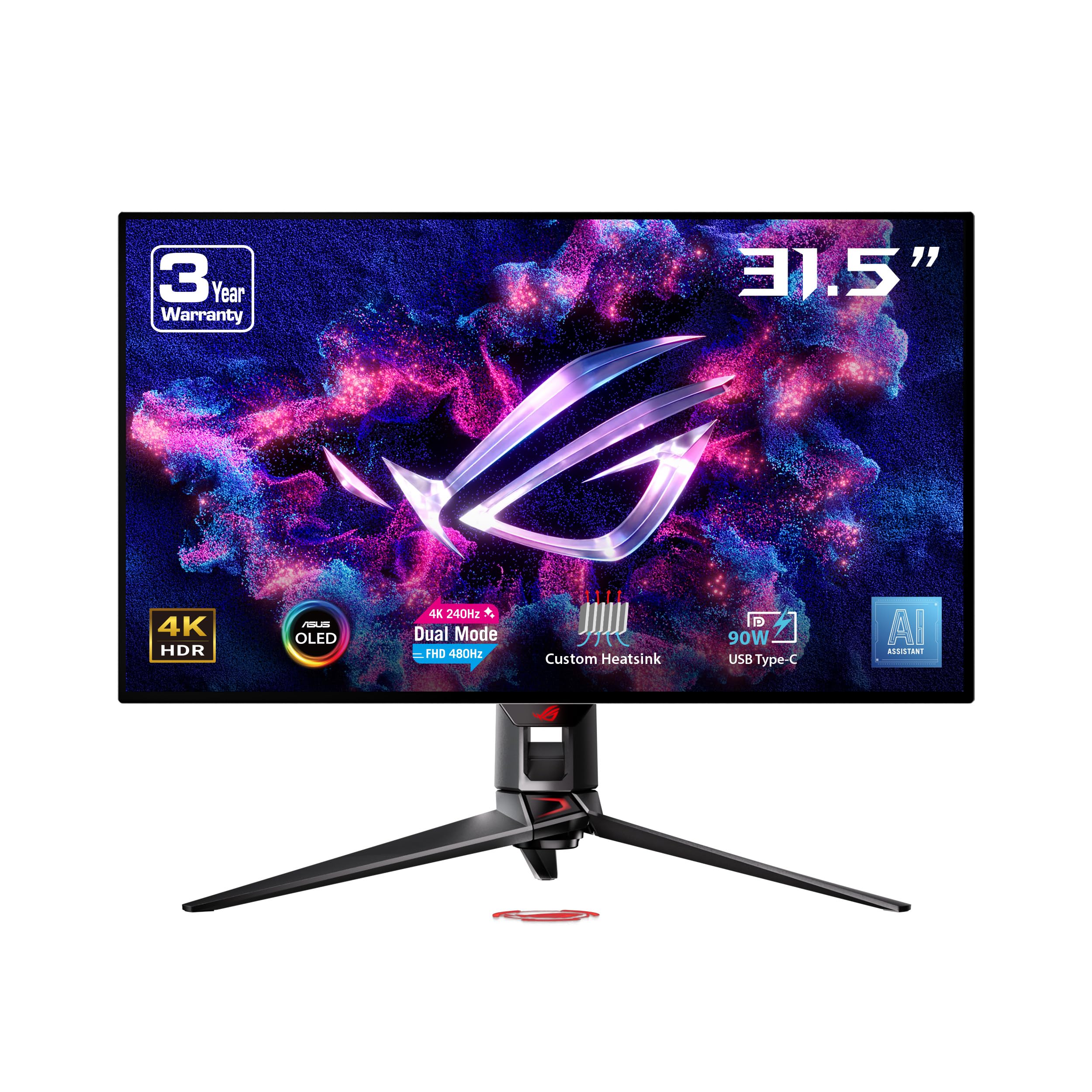 مانیتور گیمینگ ASUS ROG Swift OLED PG32UCDP - مانیتور بازی 32 Zoll 4K UHD - 240-480 هرتز، 0.03 میلی‌ثانیه GtG، G-Sync، FreeSync، AdaptiveSync، 10 بیت، DisplayHDR 400 TB - 16:9، HDMI 184، 40x2، 16:9. 90 وات USB-C، USB-Hub 32 Zoll OLED 4K UHD 3840x2160 480 Hz، G-Sync، Freesync، HDR400 TB