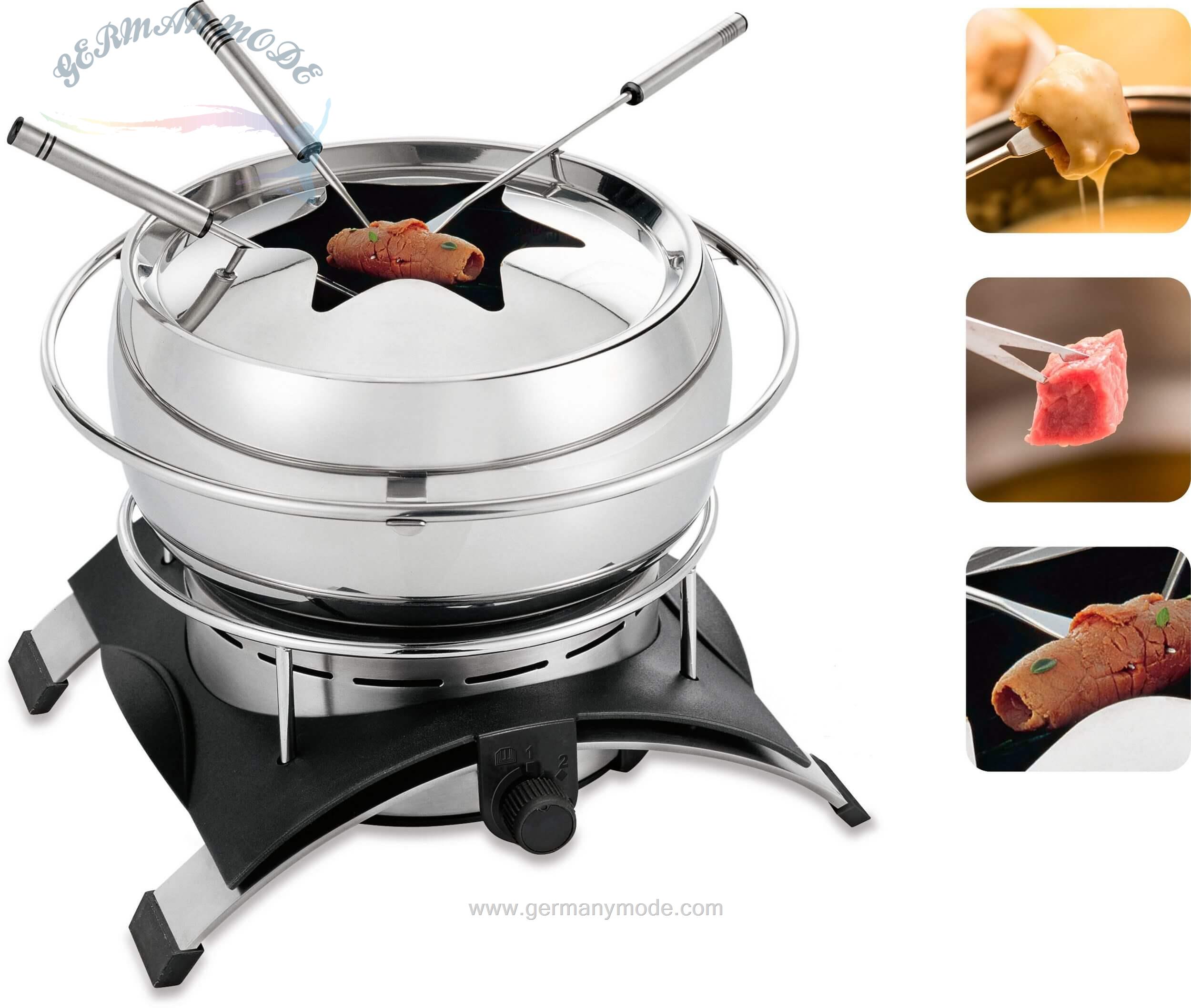فوندو ساز نوویس سوئیس NOVIS Elektro-Fondue FONDUE INOX 6014.21.1, 1 Fonduegabeln, 0,7 l