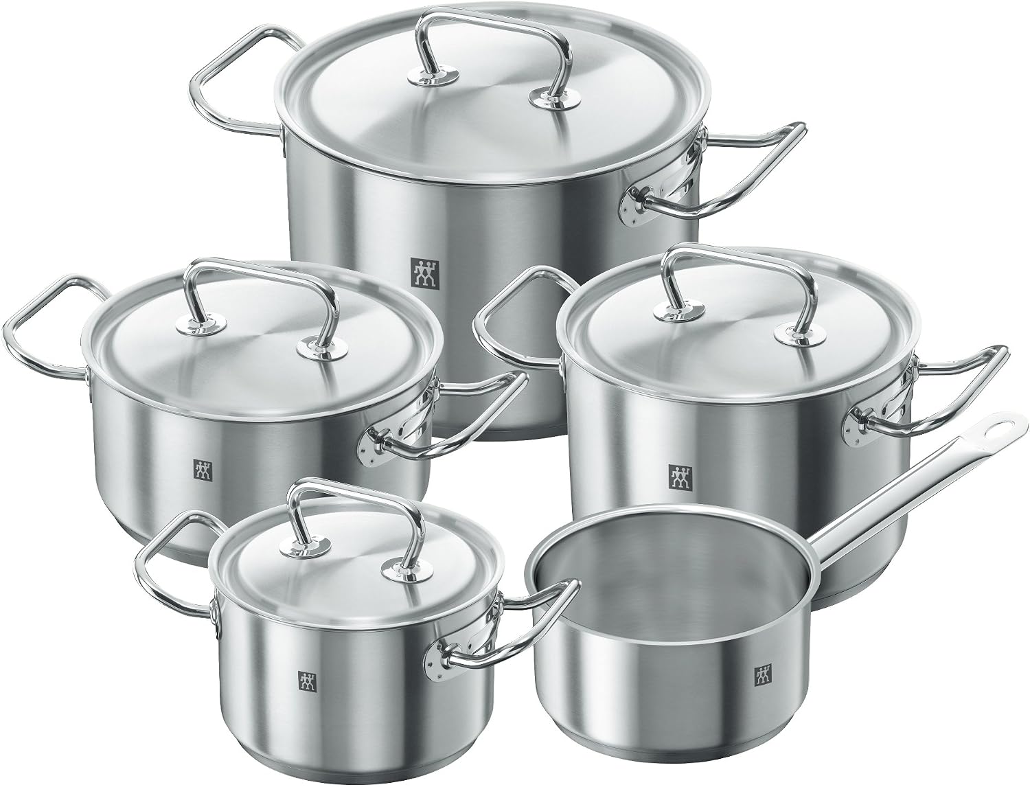 سرویس قابلمه Zwilling، 5 تکه، 4 درب، مناسب برای اجاق القایی، استیل ضد زنگ، کلاسیک دوقلو