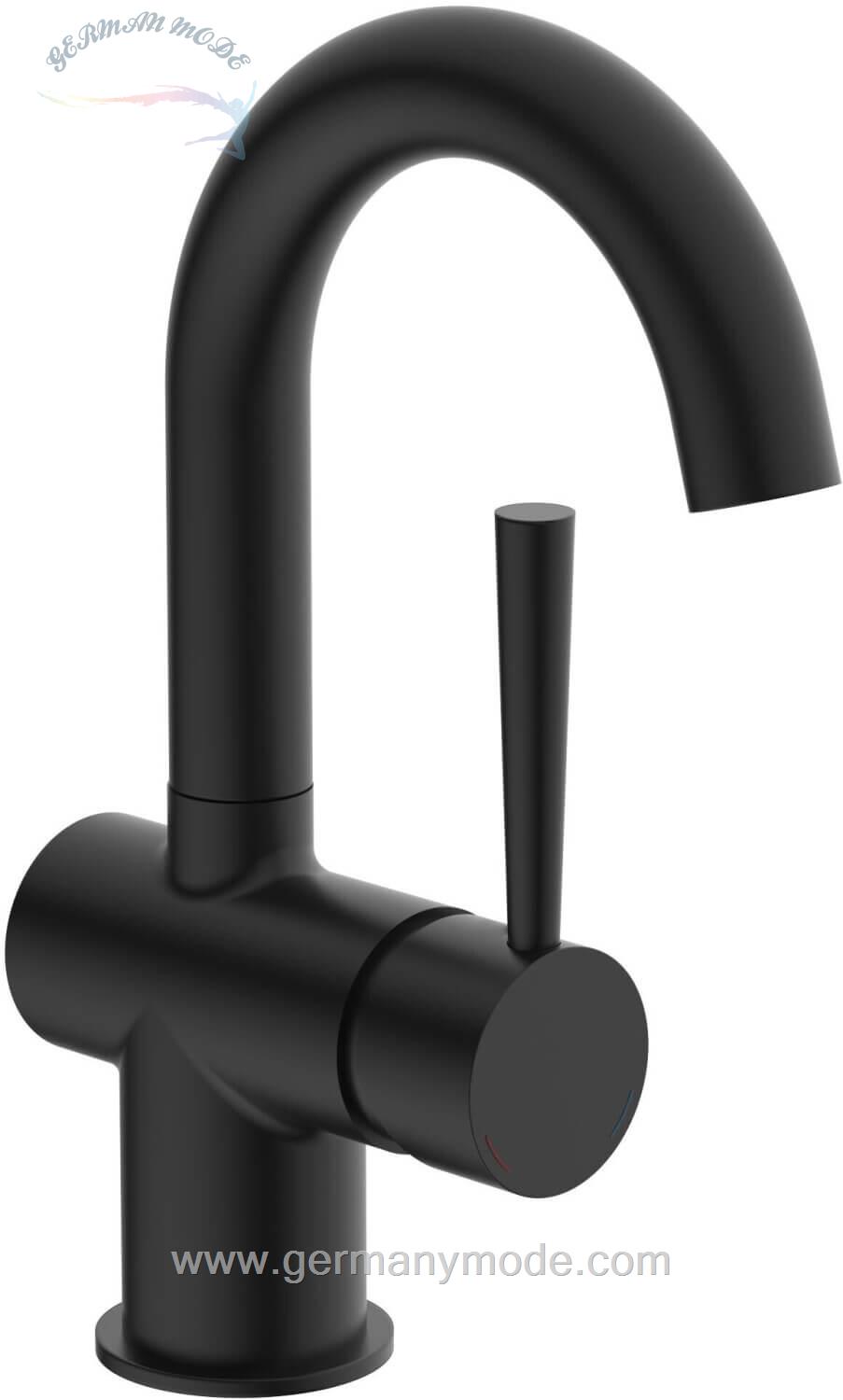 شیر مخلوط روشویی پایه بلند شوت Schütte Cornwall mit mit Ablaufgarnitur Pop Up schwarz matt 79016
