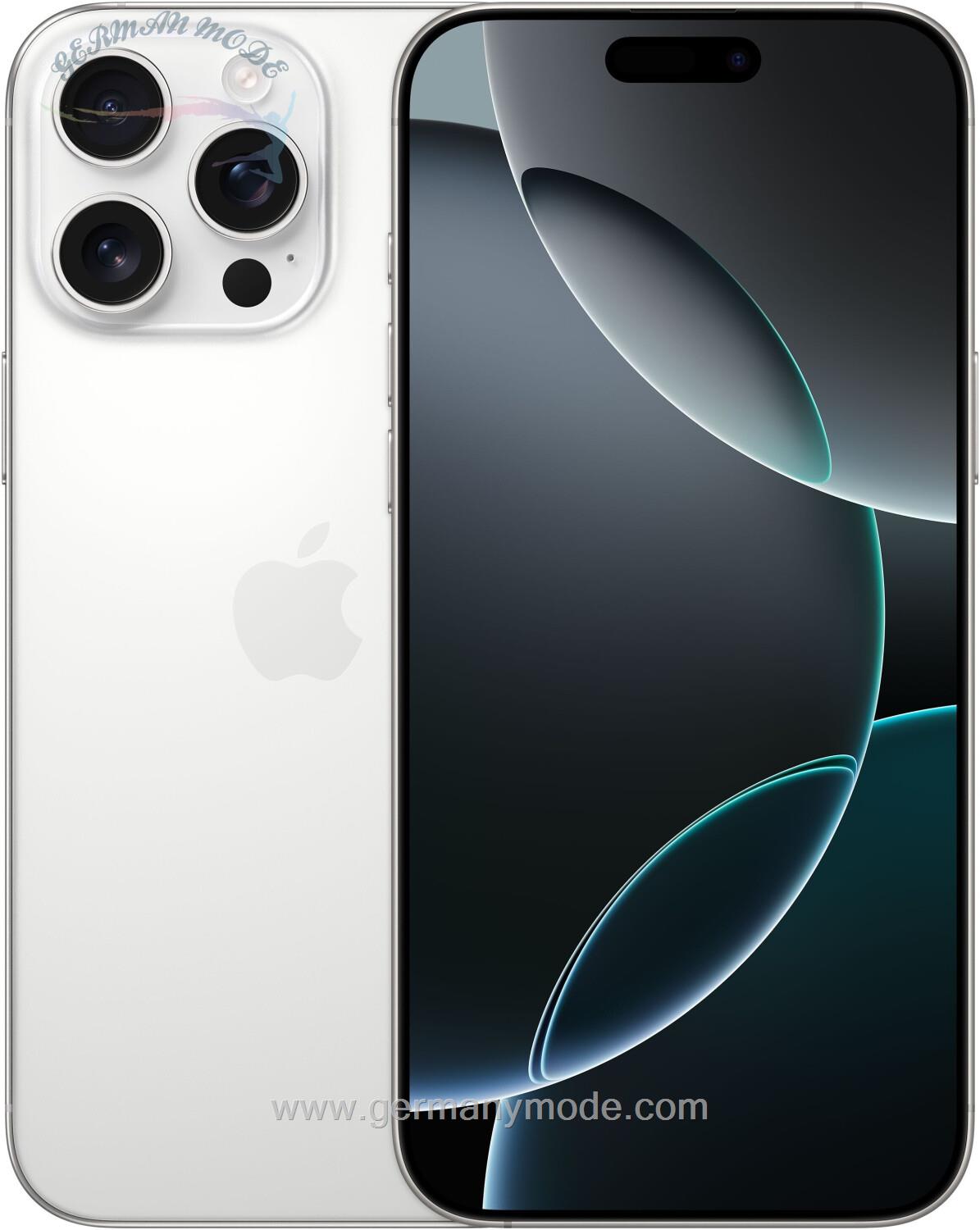 گوشی موبایل اپل آیفون 16 پرو مکس 1 ترابایت Apple iPhone 16 Pro Max Smartphone 17,4 cm/6,9 Zoll, 1000 GB Speicherplatz, 48 MP Kamera Titan Weiß
