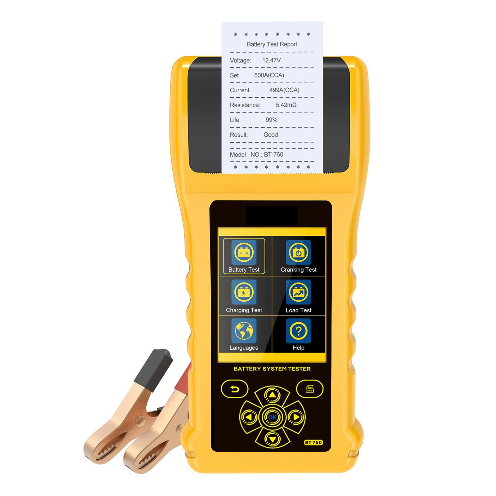 خرید از آمازون - MOTOCOCH 6V-12V-24V تستر باتری خودرو چاپگر حرارتی داخلی داخلی، ماشین تست باتری 30-1000DIN با صفحه نمایش LCD