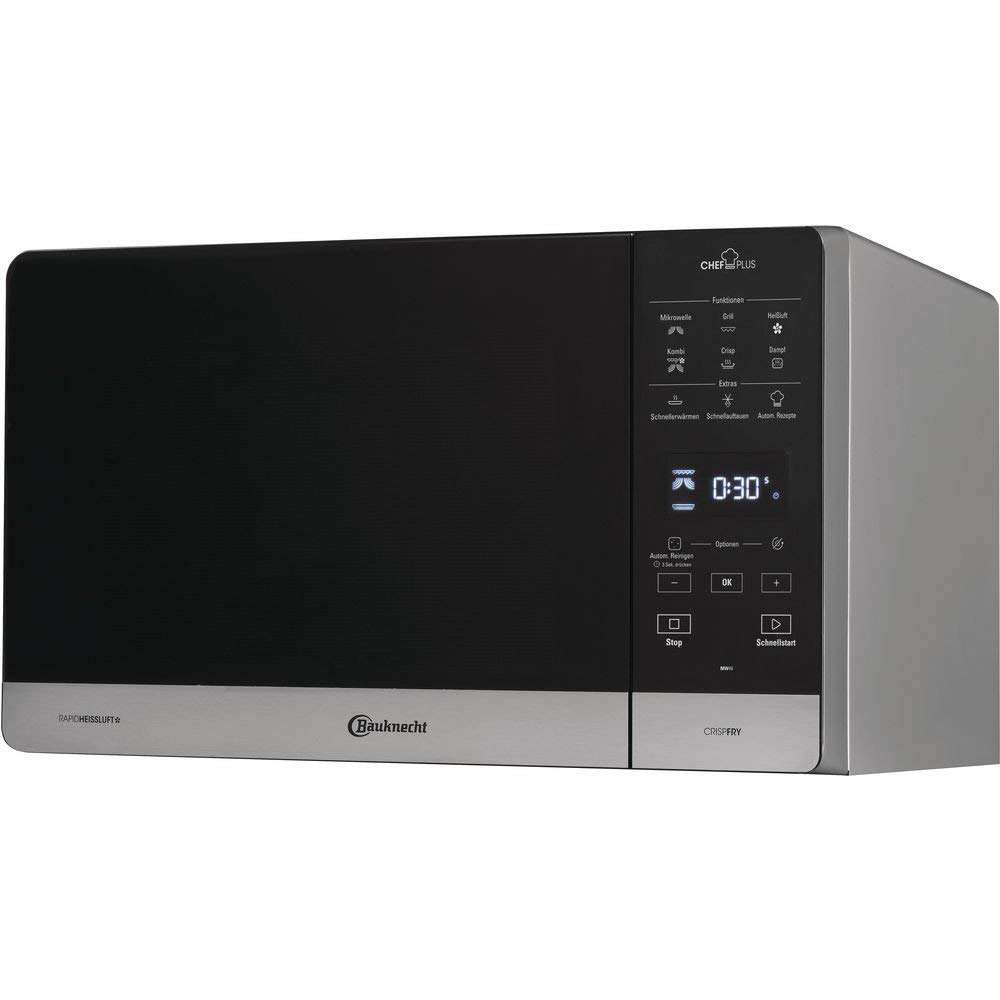 خرید از آمازون - Bauknecht Chef Plus MW 49 SL/ 5in1-Multifunktionsmikrowelle / 800 W/25 L Garraum/Heißluft 1700 W/ Quartz Grill 900 W/ DualCrisp & CrispFry/ Dampfgaren/ AutoClean/ Schmelz- und Schnellauftau-Funktion mit Dampfgaren auf 1 Ebene Single