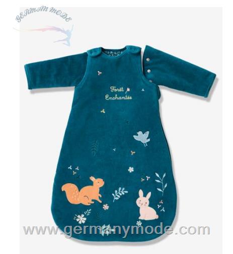 کیسه خواب تن پوش نوزاد ورت فرانسه Vertbaudet Baby Schlafsack Märchenwald, Ärmel abnehmbar - blau