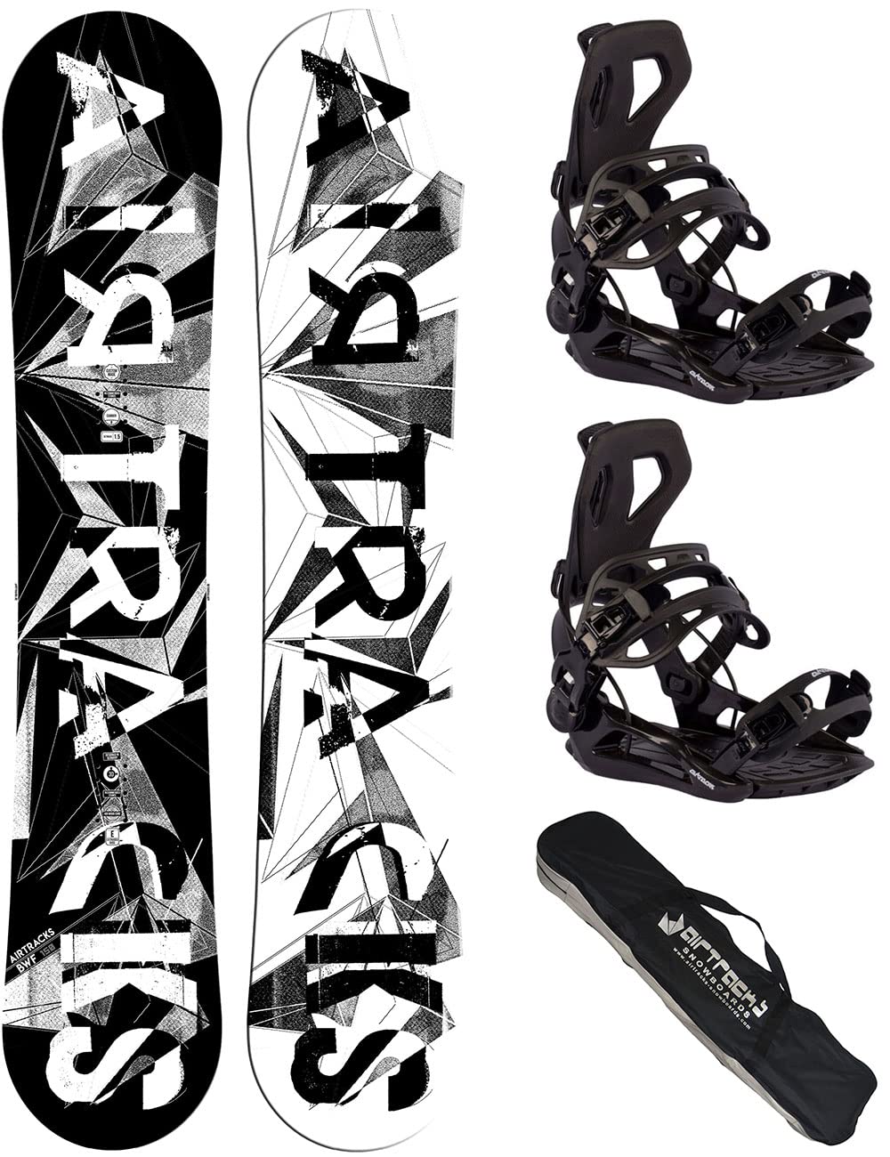 ست اسنوبرد مردانه Airtracks - BWF Camber Snowboard Extra Wide - Snowboard Binding Star or Master Fastec - Snowboard Bag 155 159 161 165 171 cm Snowboard 155 cm Binding Master M