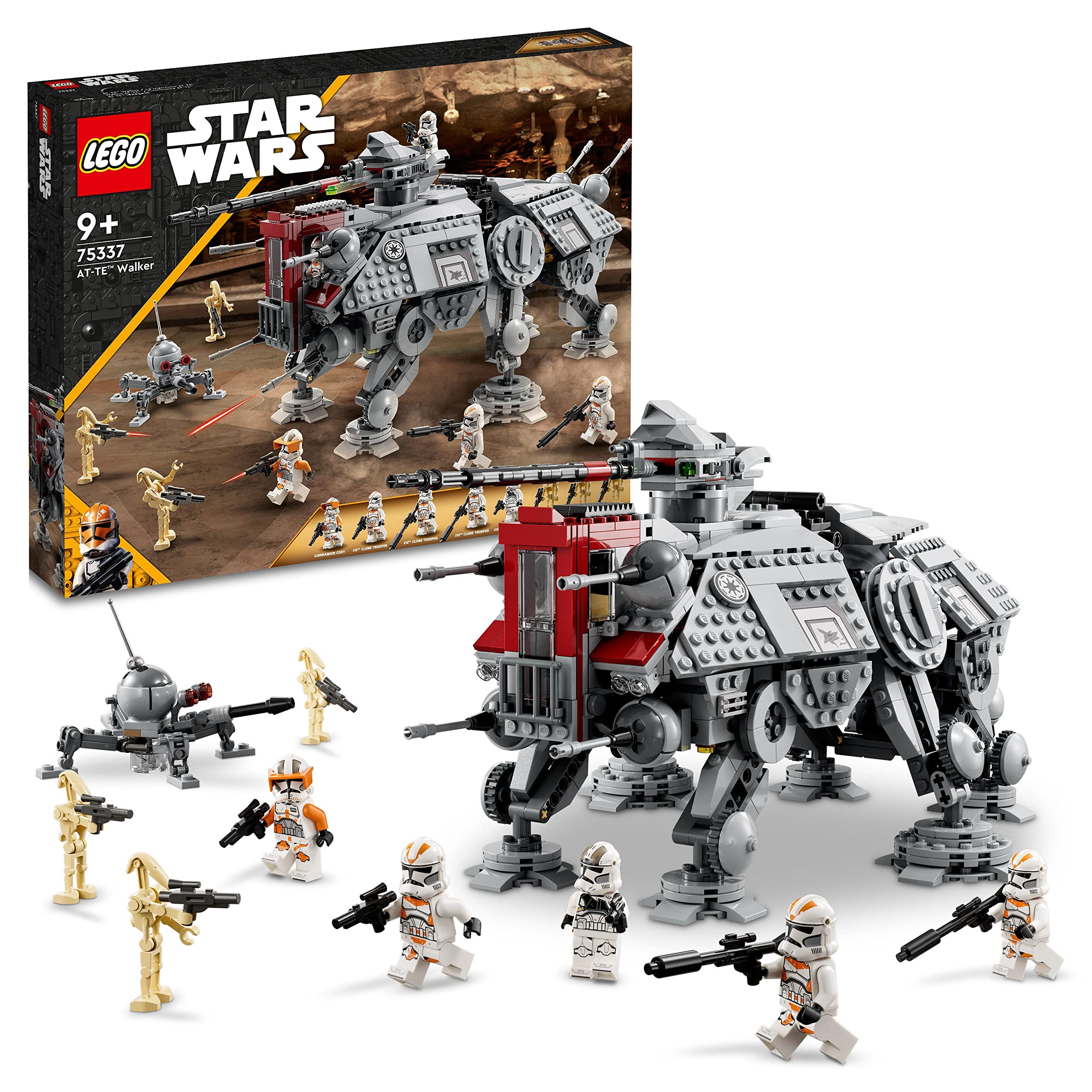 خرید از آمازون - LEGO Star Wars at-TE Walker، مدل اسباب بازی متحرک، ست با مینی فیگورها شامل 3 کلون سرباز، نبرد دروید و کوتوله عنکبوتی دروید 75337 Single