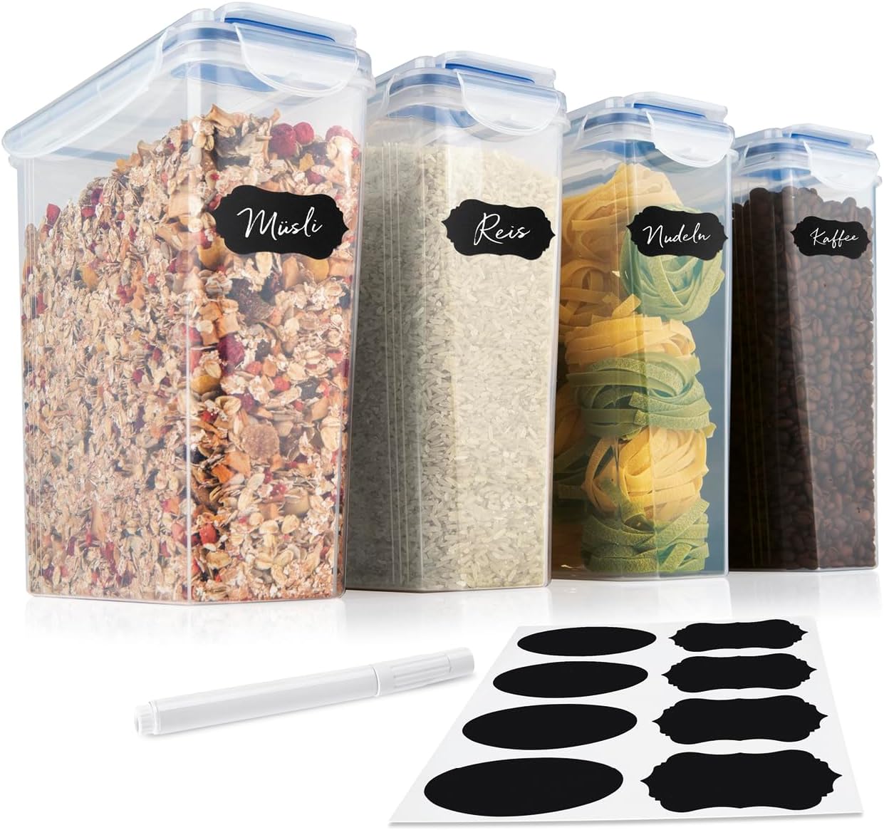 ظروف نگهداری برنج و حبوبات گورمت‌ مکس آلمان GOURMETmaxx ظروف نگهداری غذا با درب ضد آب کلیکی 4 عدد