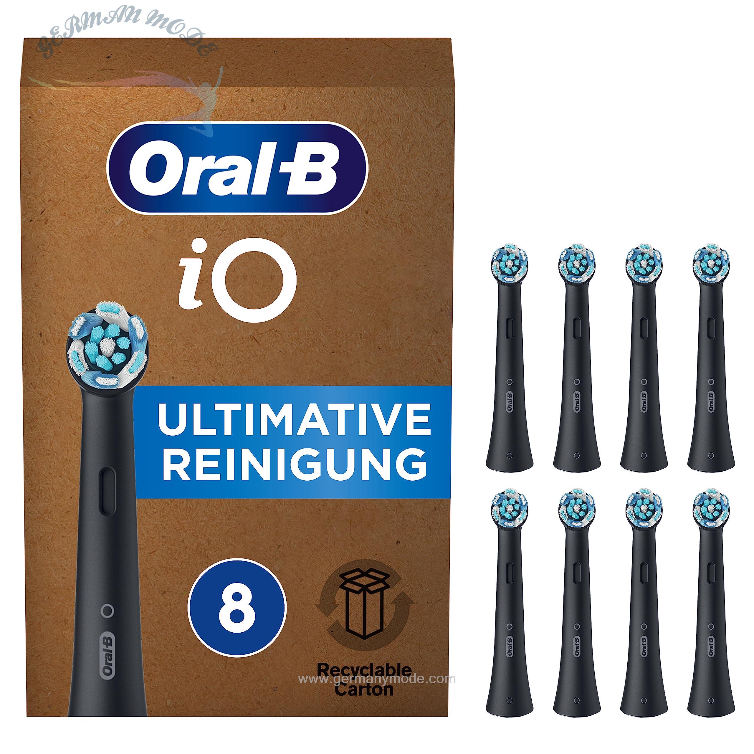 سری 8 عددی مسواک برقی اورال بی آمریکا Oral-B iO Ultimate برای مسواک برقی، بسته 8 عددی، تمیز کردن دندان نهایی، پیوست مسواک برای مسواک Oral-B، بسته بندی مناسب صندوق پستی، 8 عدد مشکی (بسته 1 عددی)