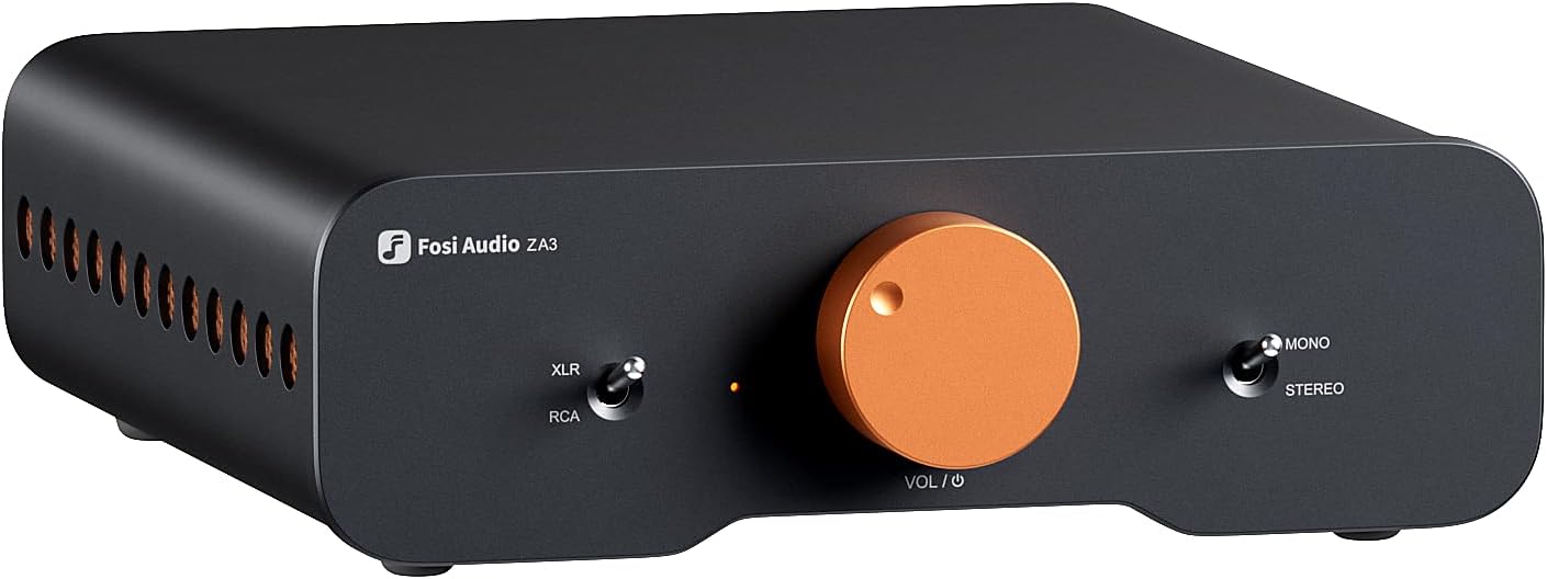 آمپلی فایر استریو/مونو HiFi Fosi Audio ZA3 با تراشه‌های TPA3255، ورودی‌های متعادل XLR-RCA و ورودی 12 ولتی، مونو بلوک صوتی تقویت‌کننده کوچک برای بلندگوهای قفسه کتاب رومیزی و ساب ووفر
