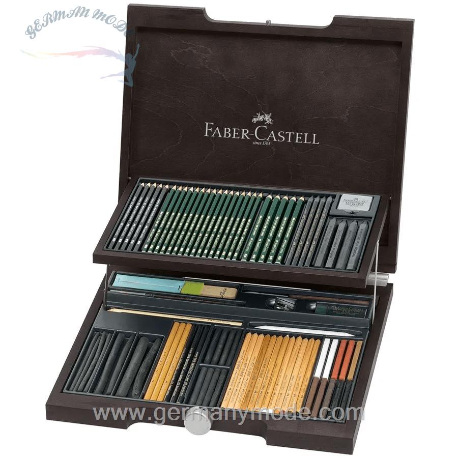 مداد طراحی 85 تکه فابرکاستل آلمان FABER CASTELL Pitt Monochrome Holzkoffer 85 teilig
